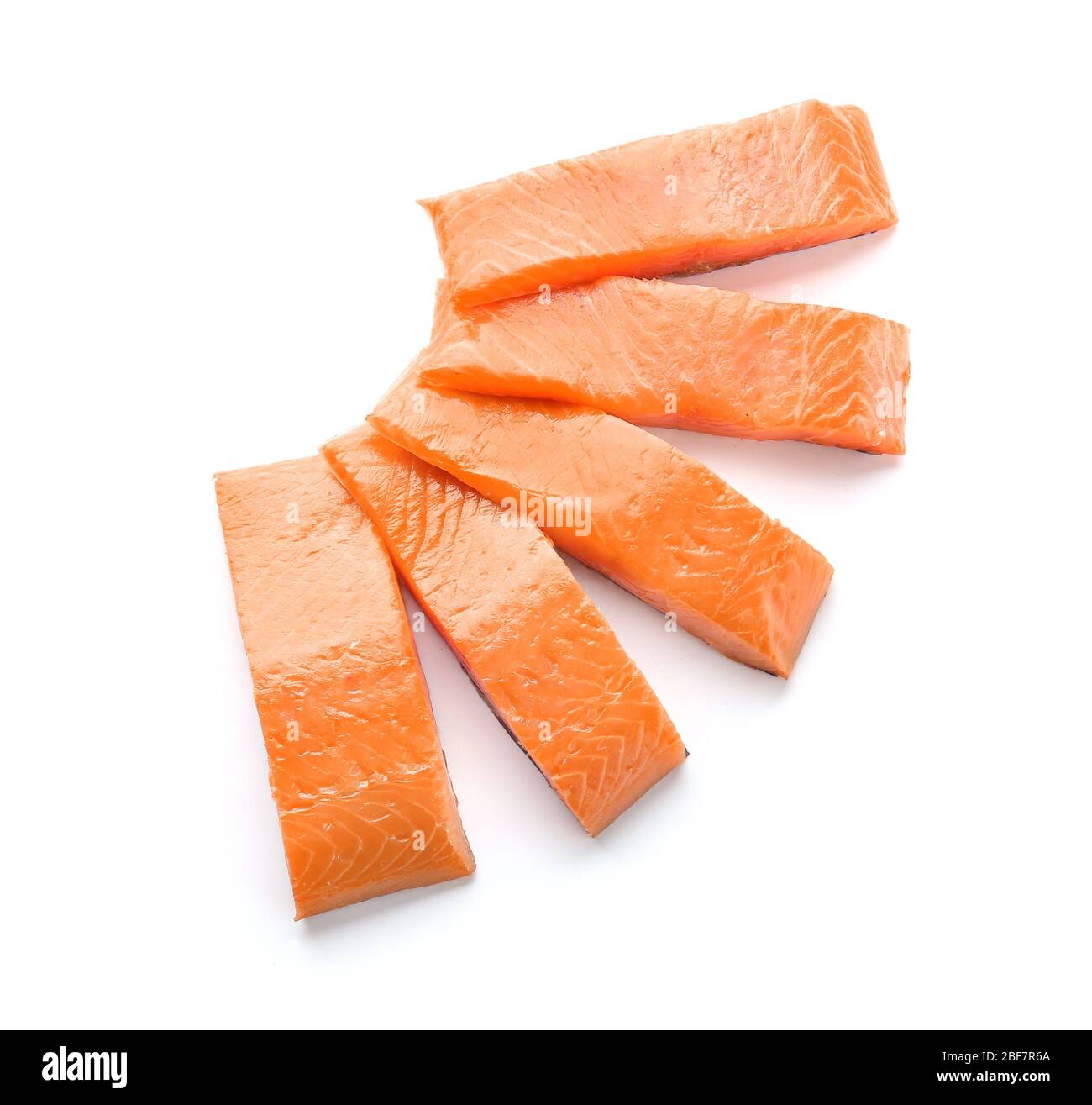 Raw salmon fillet on white background Stock Photo - Alamy