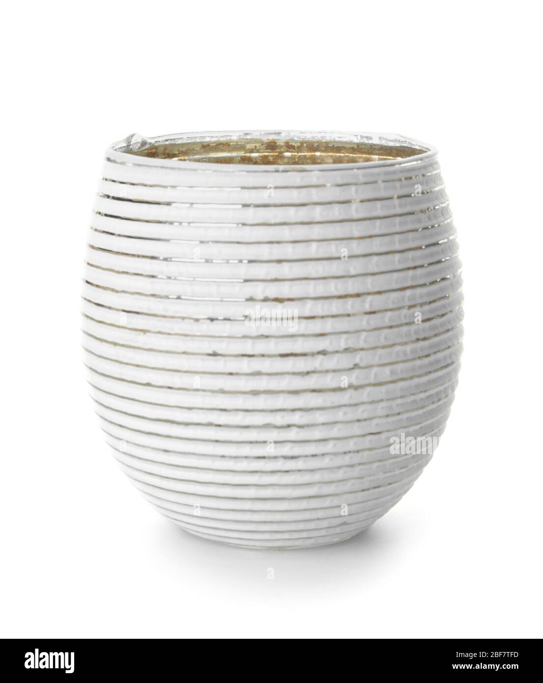 Stylish candle holder on white background Stock Photo