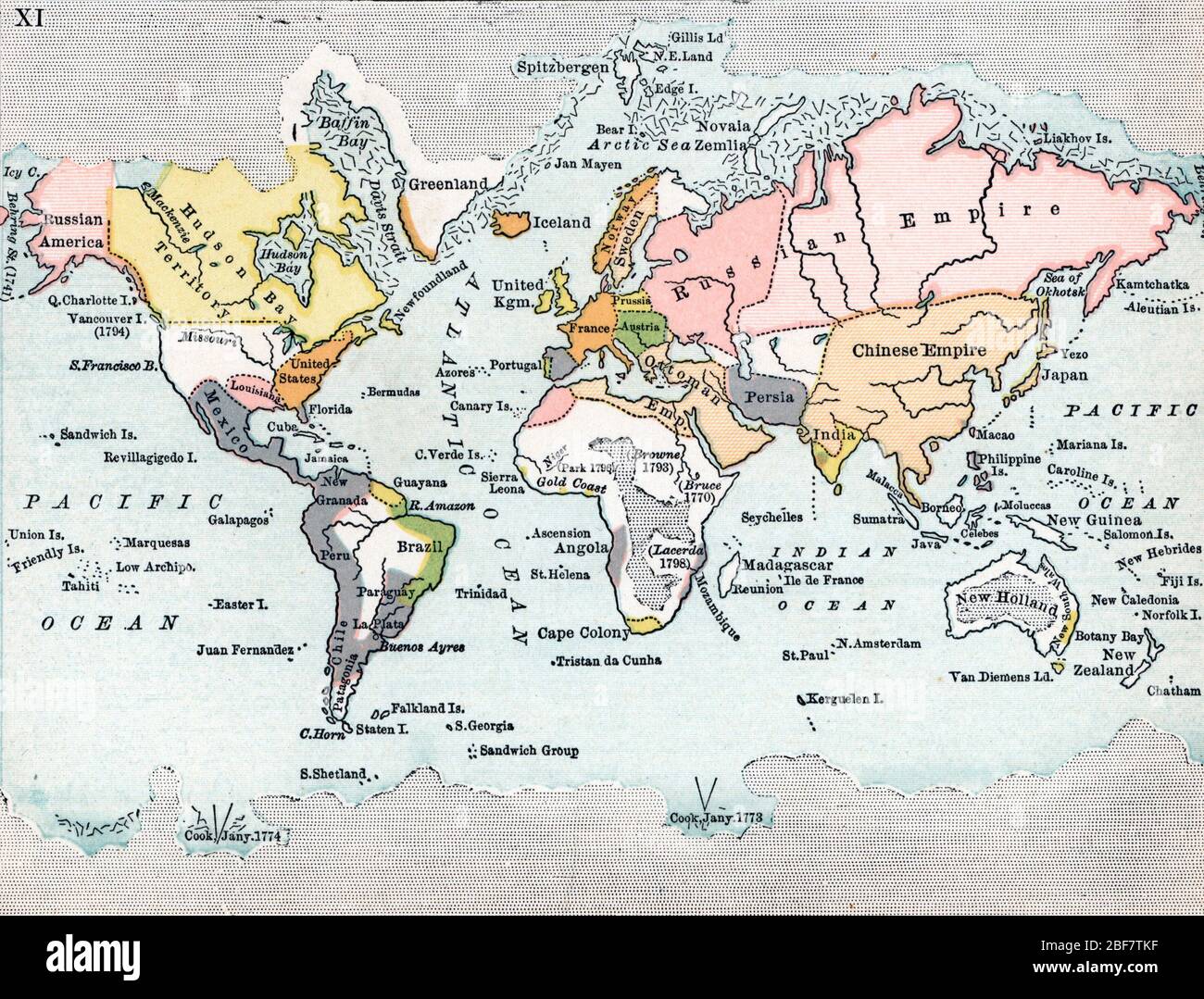 1800 Map Of The World - United States Map