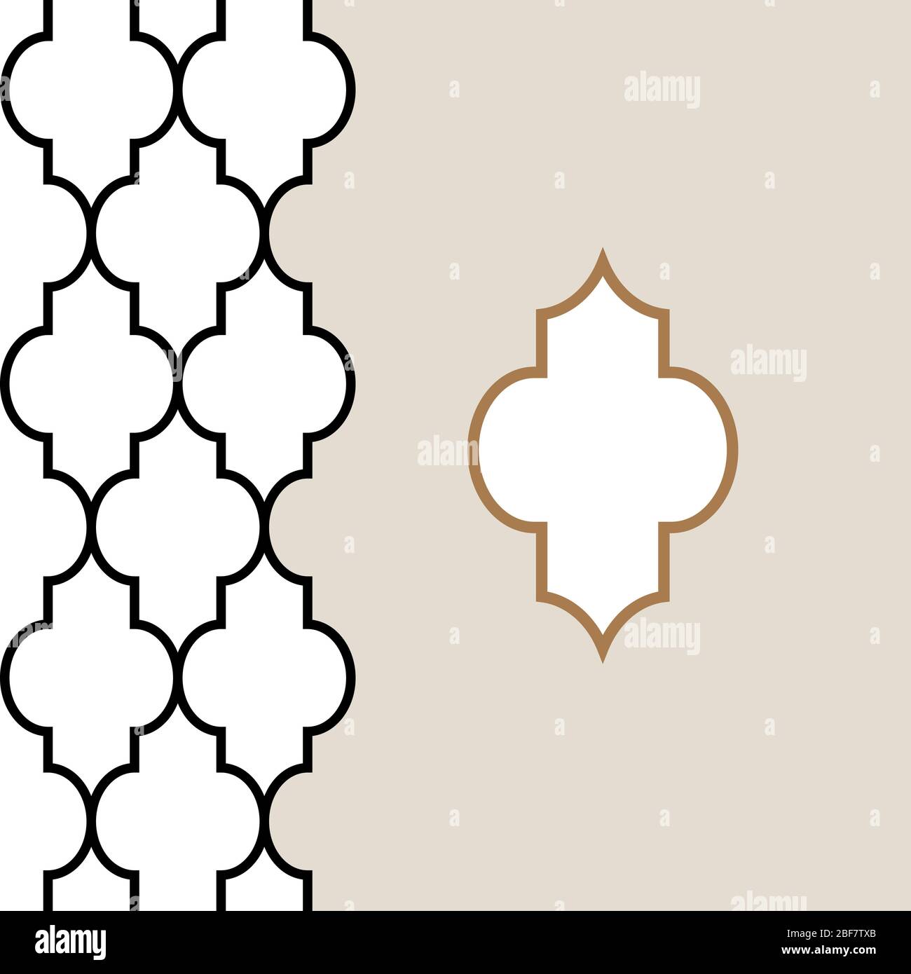 Arabic lantern shapes tile symbol frame or logo. Stock Vector