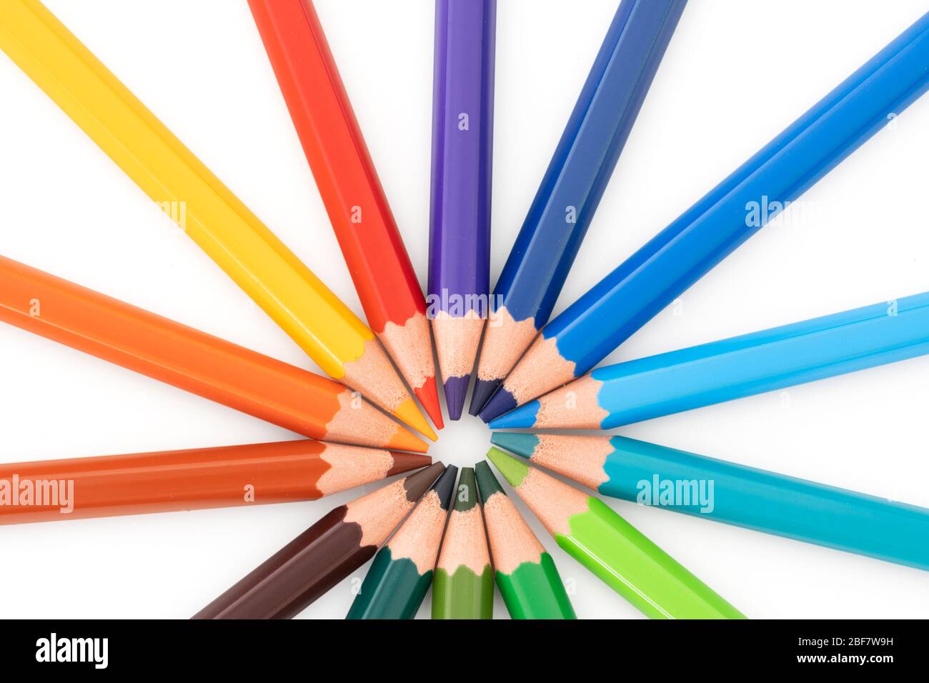 several colored pencil on white background Stock Photo