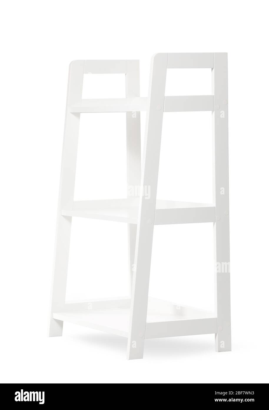 Empty shelving unit on white background Stock Photo