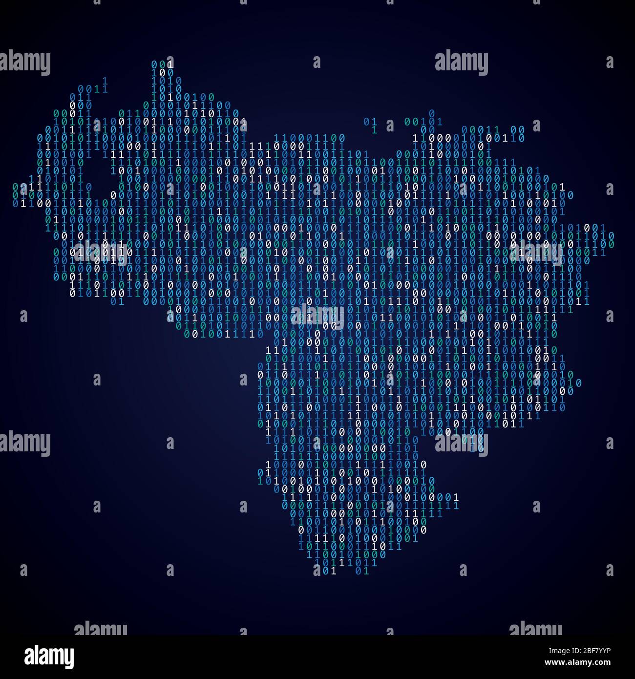 Venezuela country map made from digital binary code Stock Vector 