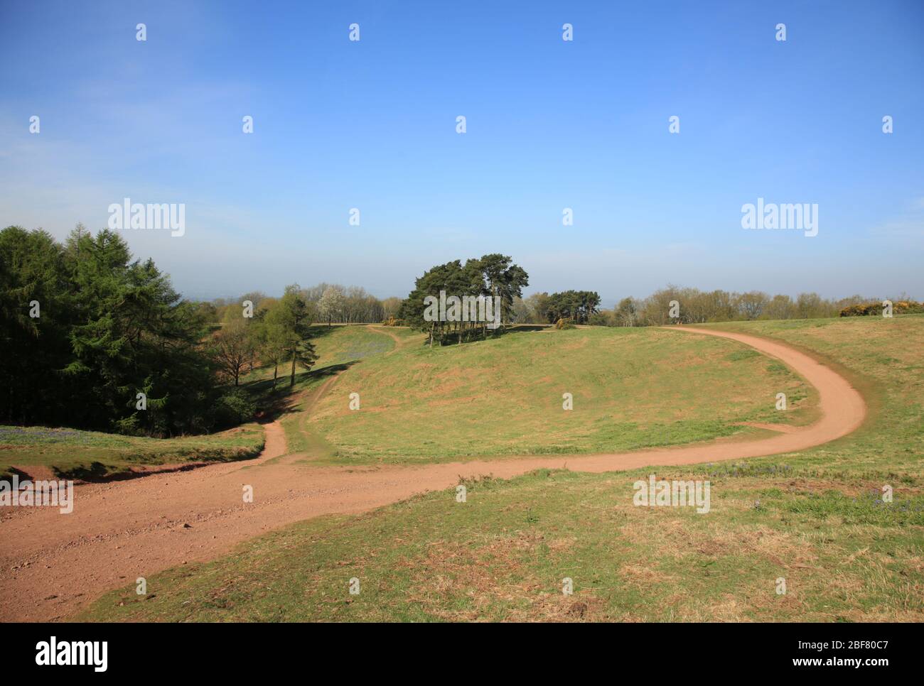 A deserted Clent hills, Worcestershire during the Coronavirus lockdown in April 2020. Stock Photo