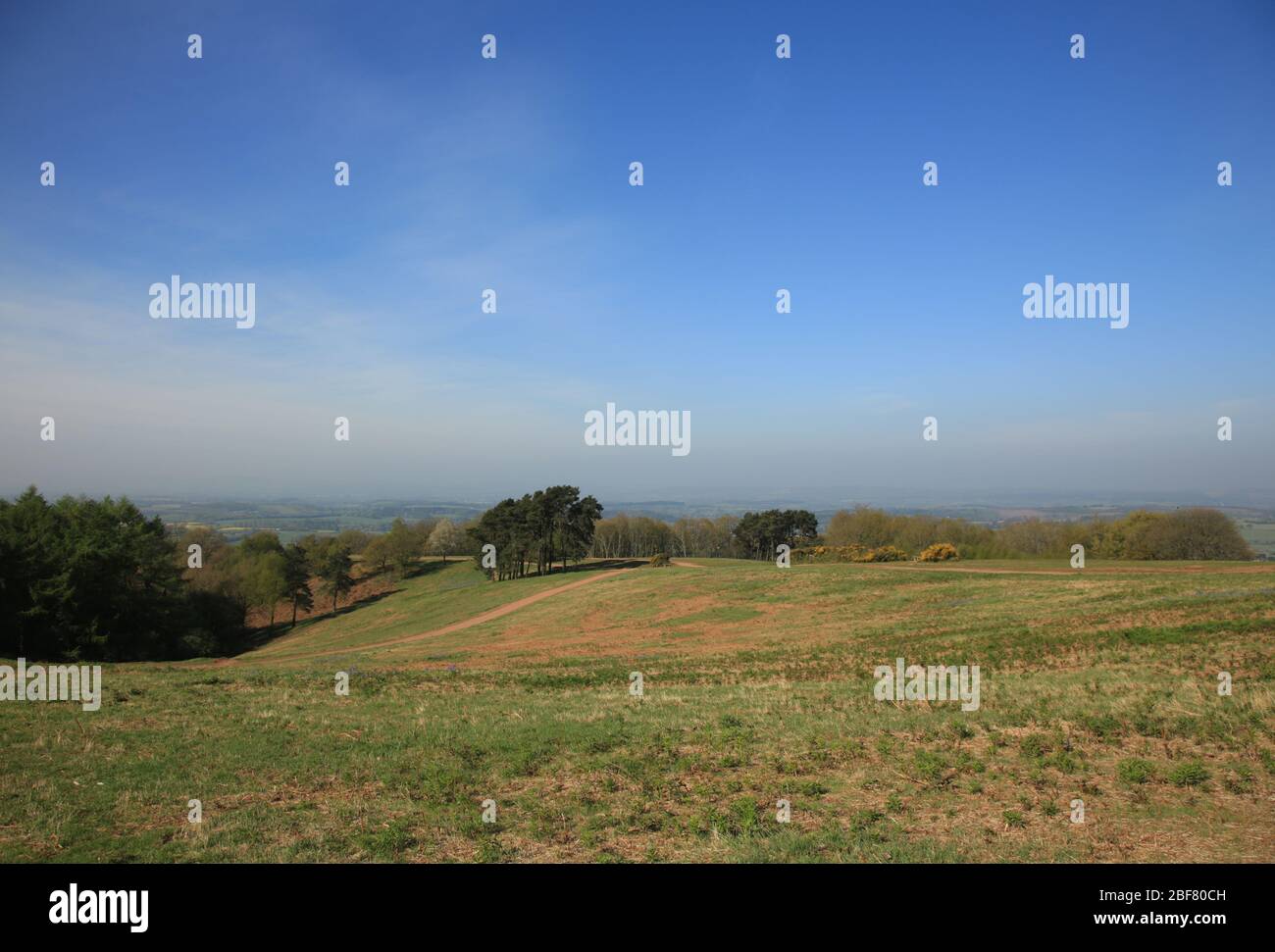 A deserted Clent hills, Worcestershire during the Coronavirus lockdown in April 2020. Stock Photo