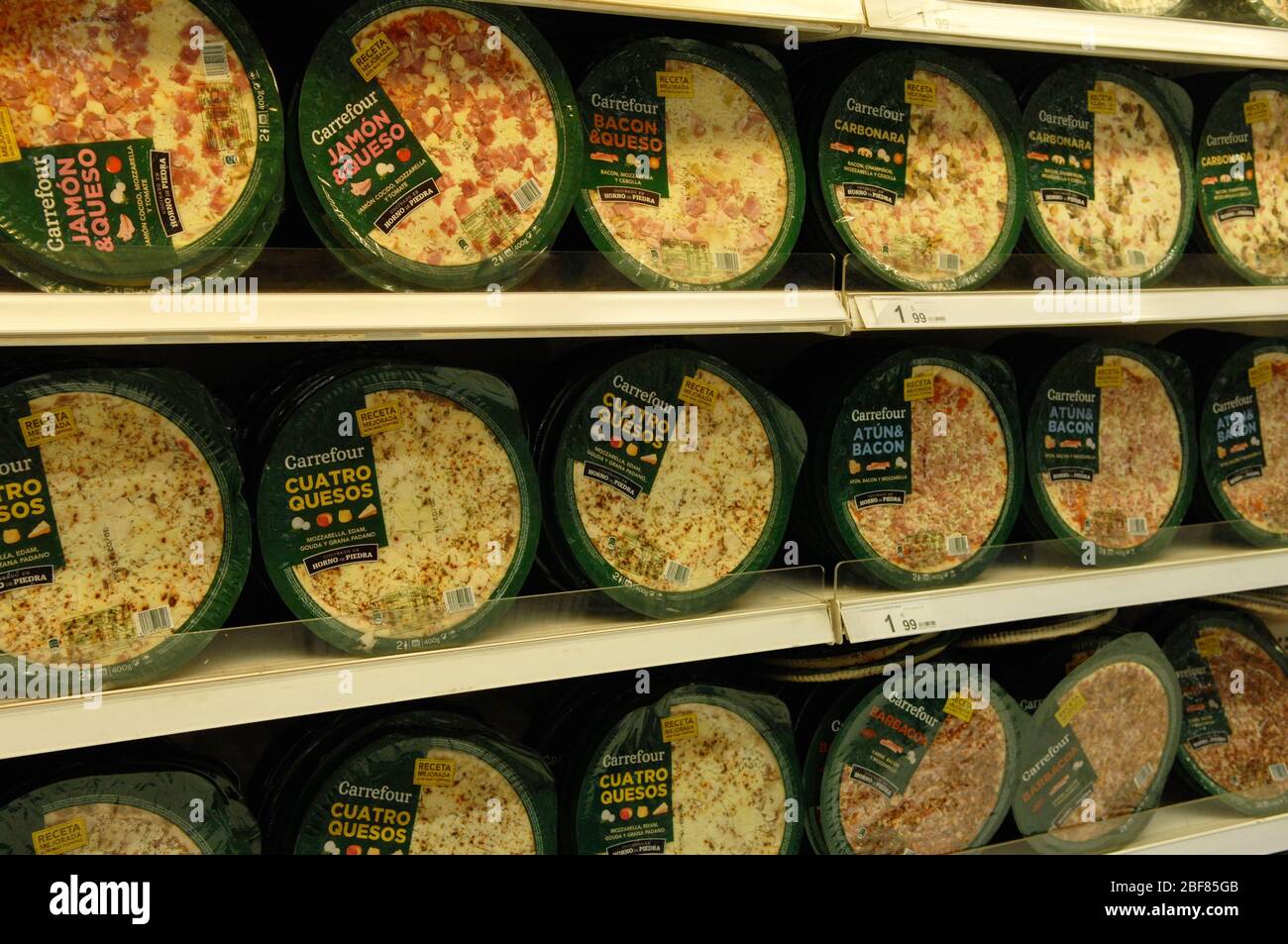 Carrefour refrigerated pizza Stock Photo - Alamy