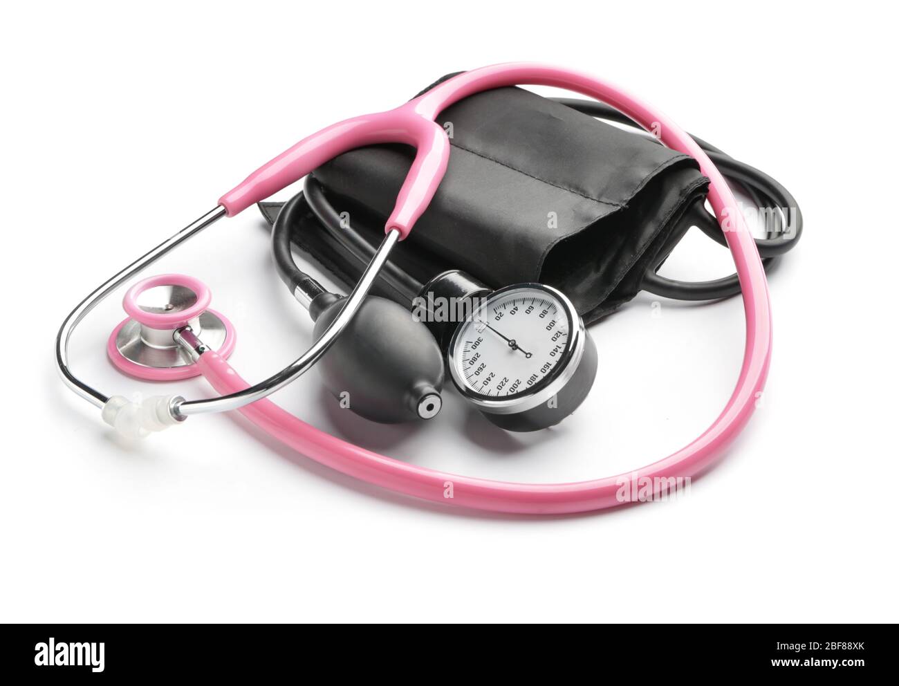 Sphygmomanometer and stethoscope on white background Stock Photo Alamy