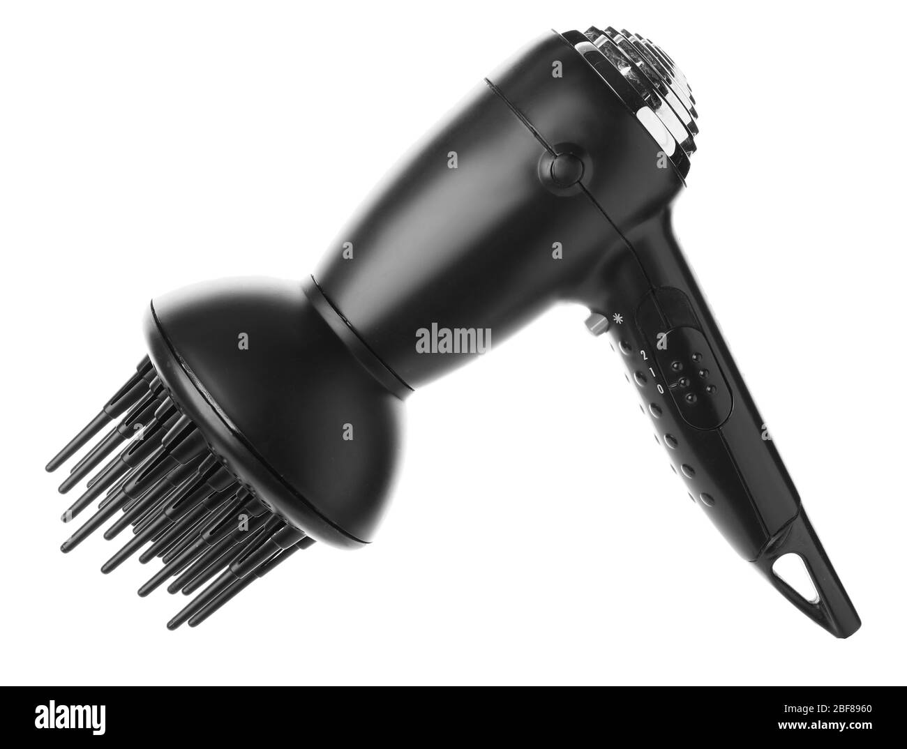 Modern hair dryer on white background Stock Photo Alamy