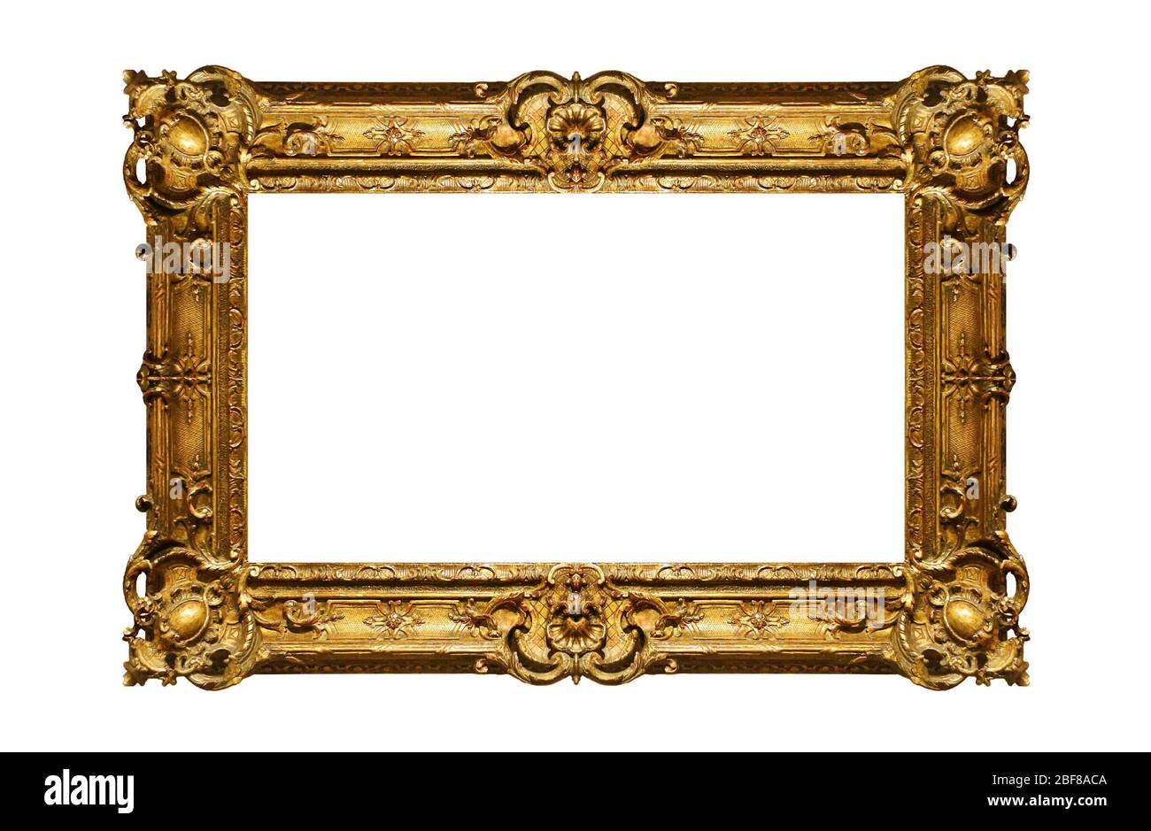 Baroque picture frame, gilted wood, isolated on white Stock Photo - Alamy