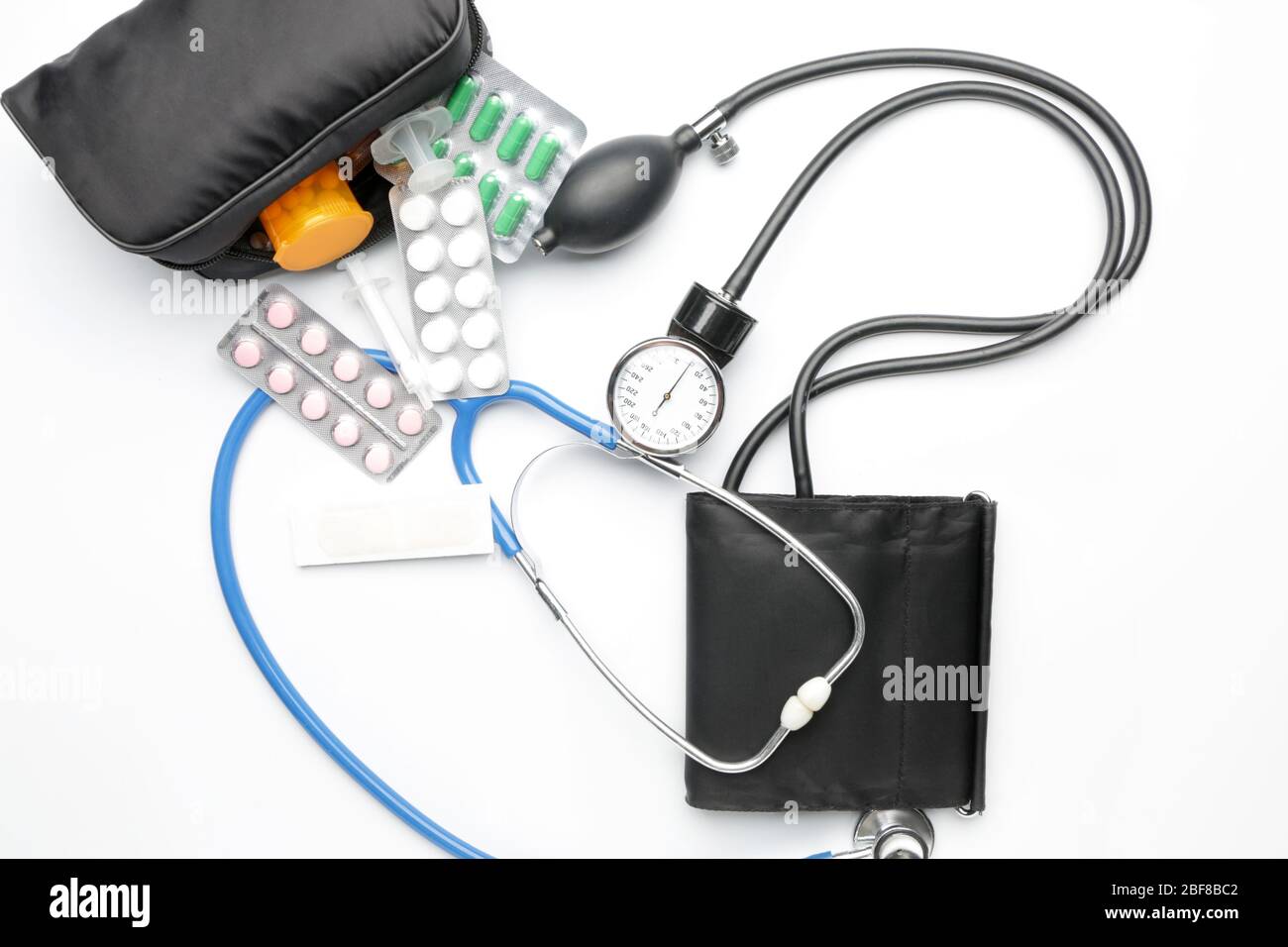 First aid kit on white background Stock Photo - Alamy