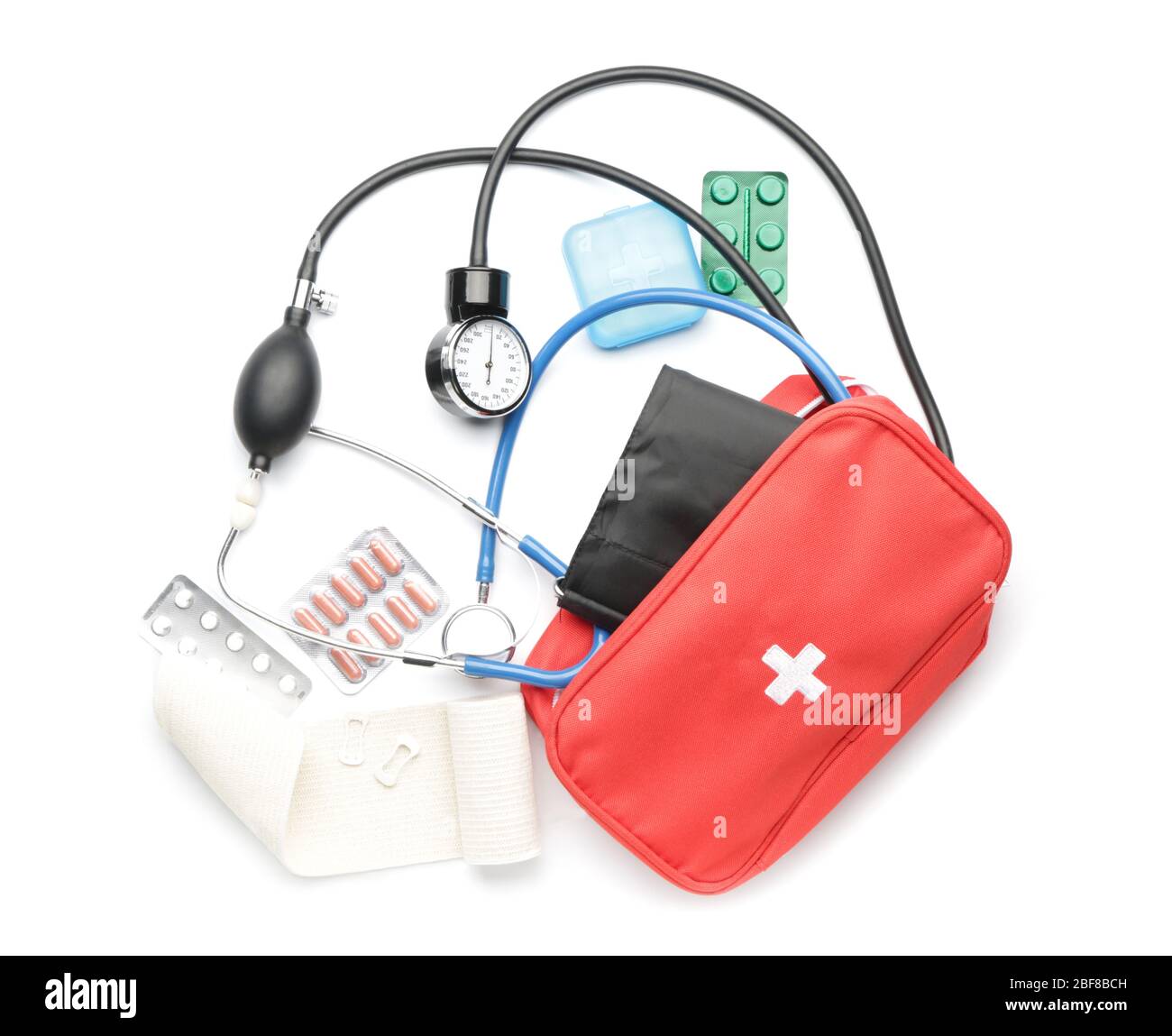 First aid kit on white background Stock Photo - Alamy