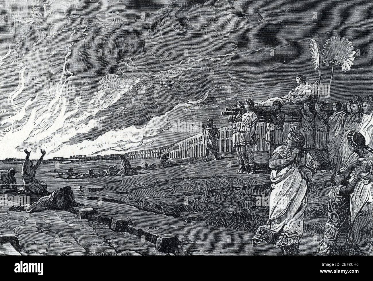 Antiquite romaine "Vue du grand incendie de Rome sous le regne de l