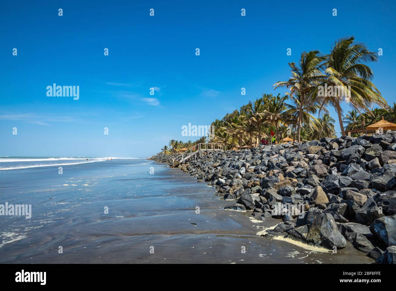 SERREKUNDA, THE GAMBIA - NOVEMBER 22, 2019: Beach near the Senegambia hotel strip in the Gambia, West Africa. Stock Photo
