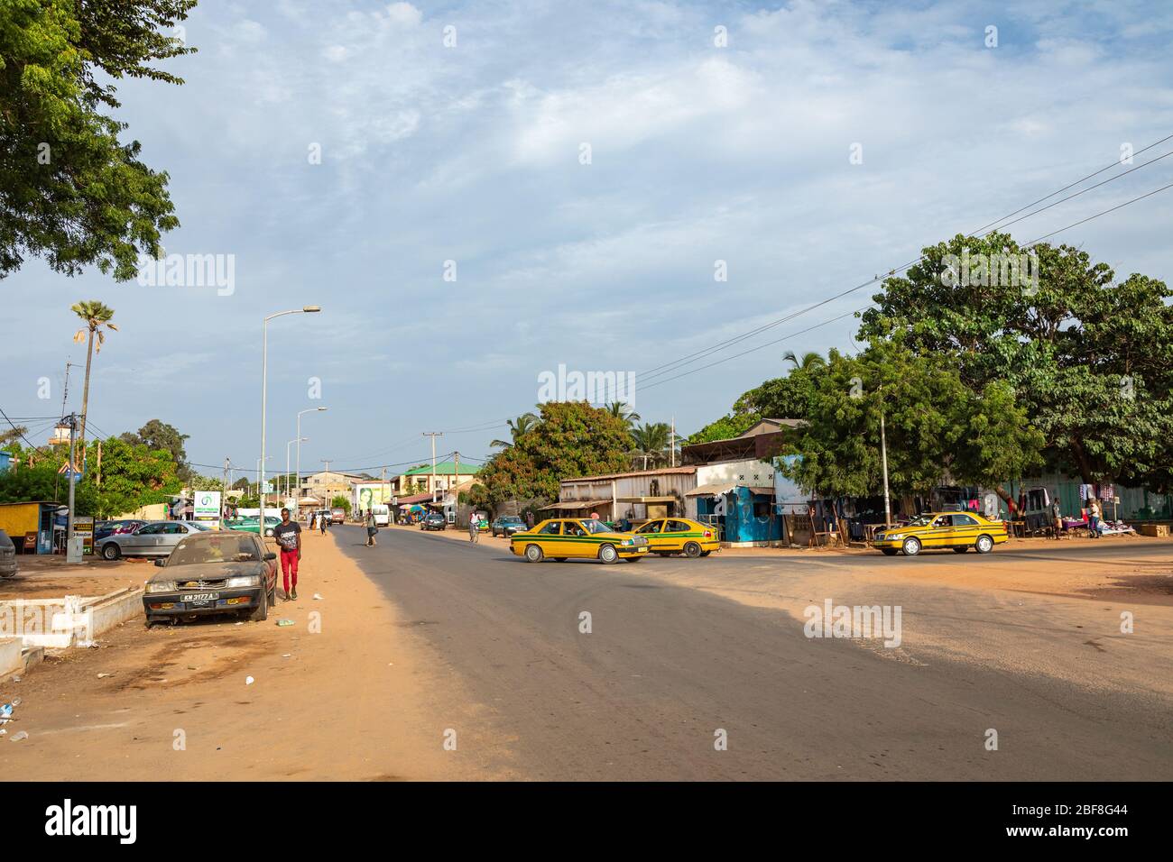 BAKAU, THE GAMBIA, NOVEMBER 18, 2019: Typical small town in Gambia. Bakau. Stock Photo