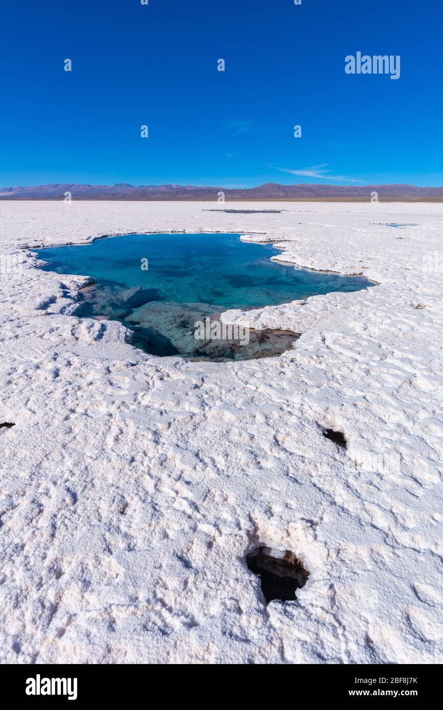 Salinas Grandes along the N52, east of Susques, Puna region, high-altitude (3400m)  Andes mountains, Argentine, Latin America Stock Photo