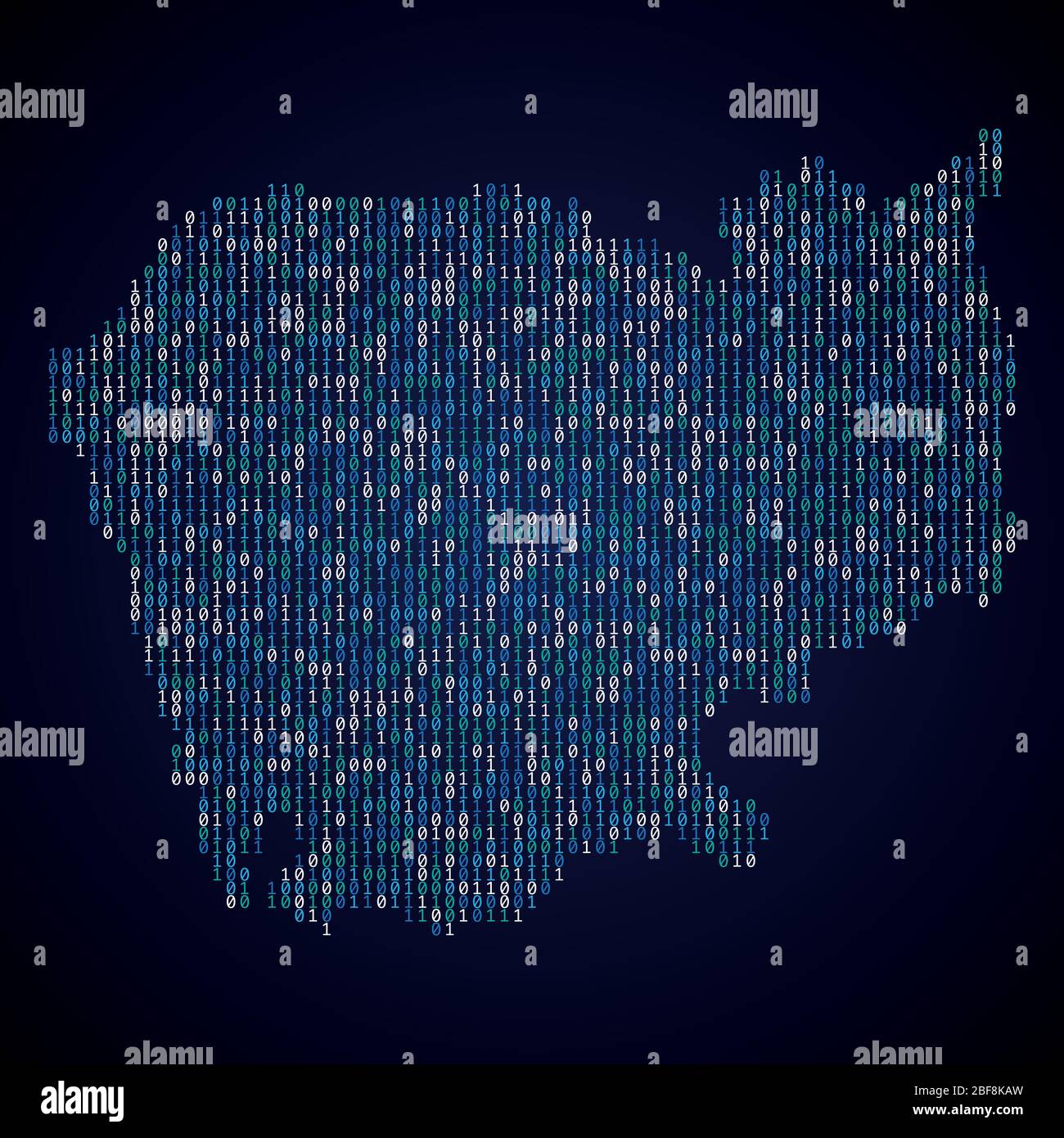 Cambodia country map made from digital binary code Stock Vector Image