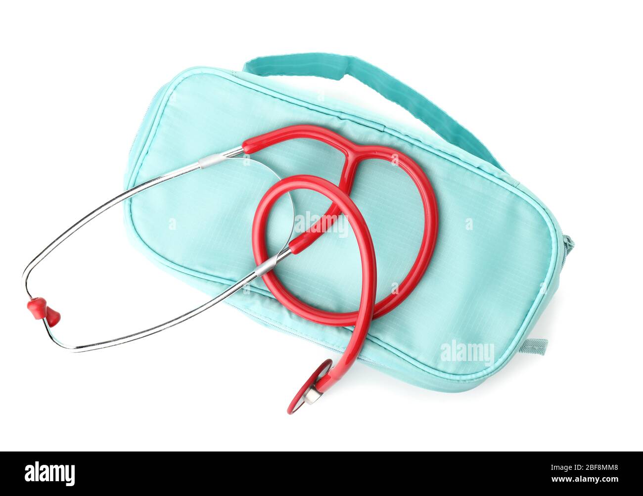 Stethoscope with bag on white background Stock Photo Alamy