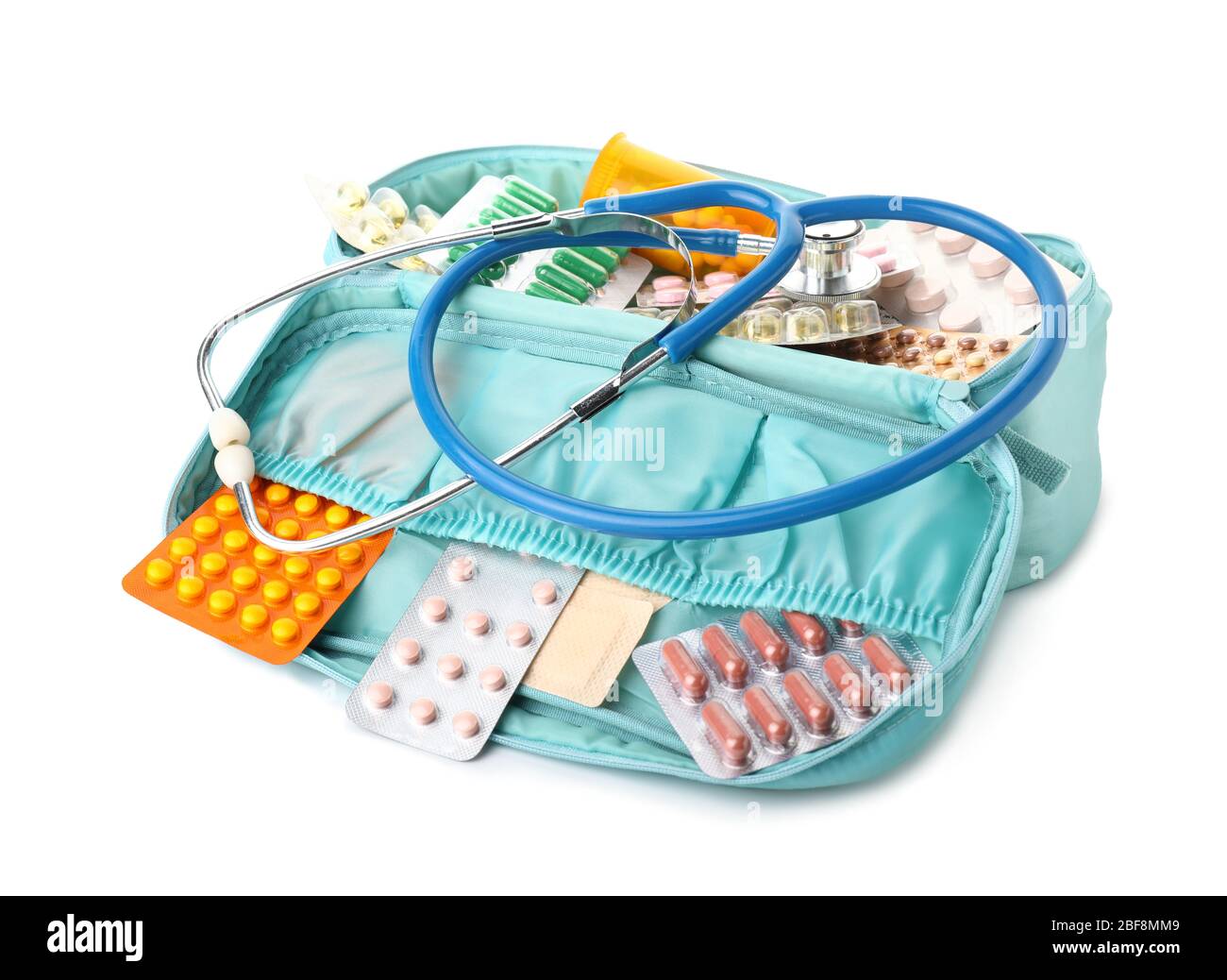 First aid kit on white background Stock Photo - Alamy