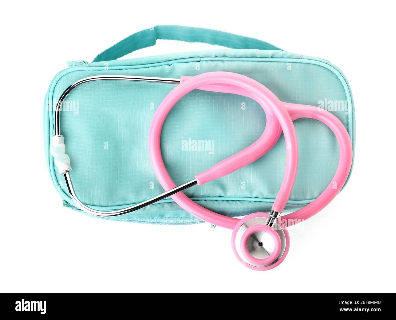 Stethoscope with bag on white background Stock Photo Alamy