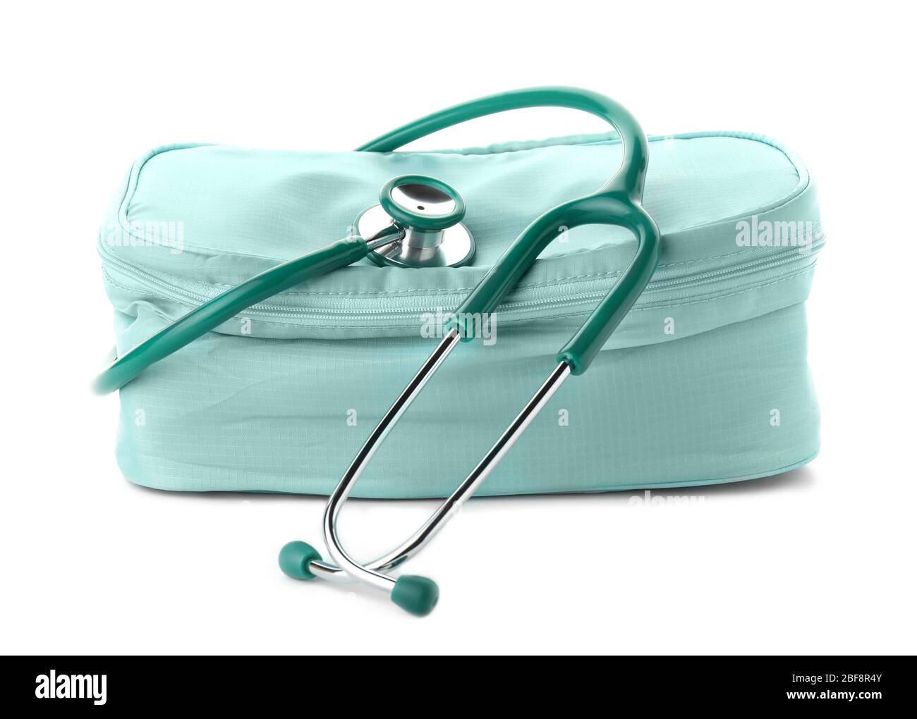 Stethoscope with bag on white background Stock Photo Alamy