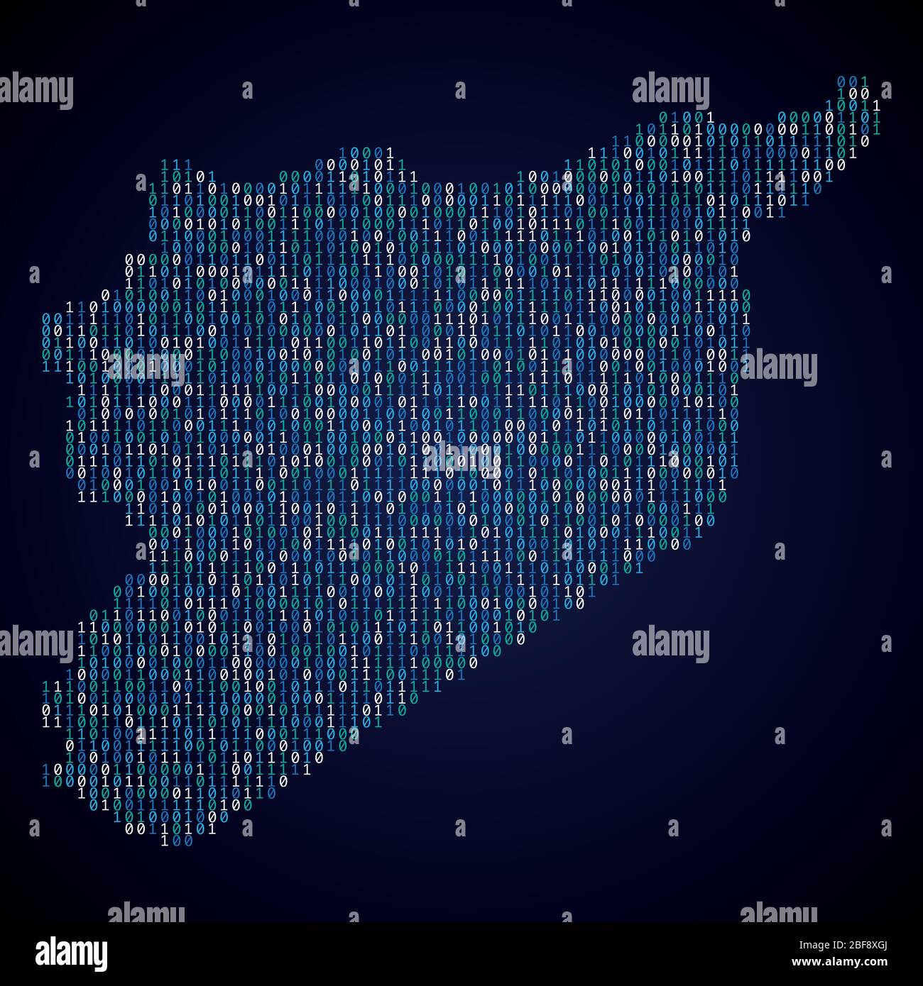 Syria country map made from digital binary code Stock Vector