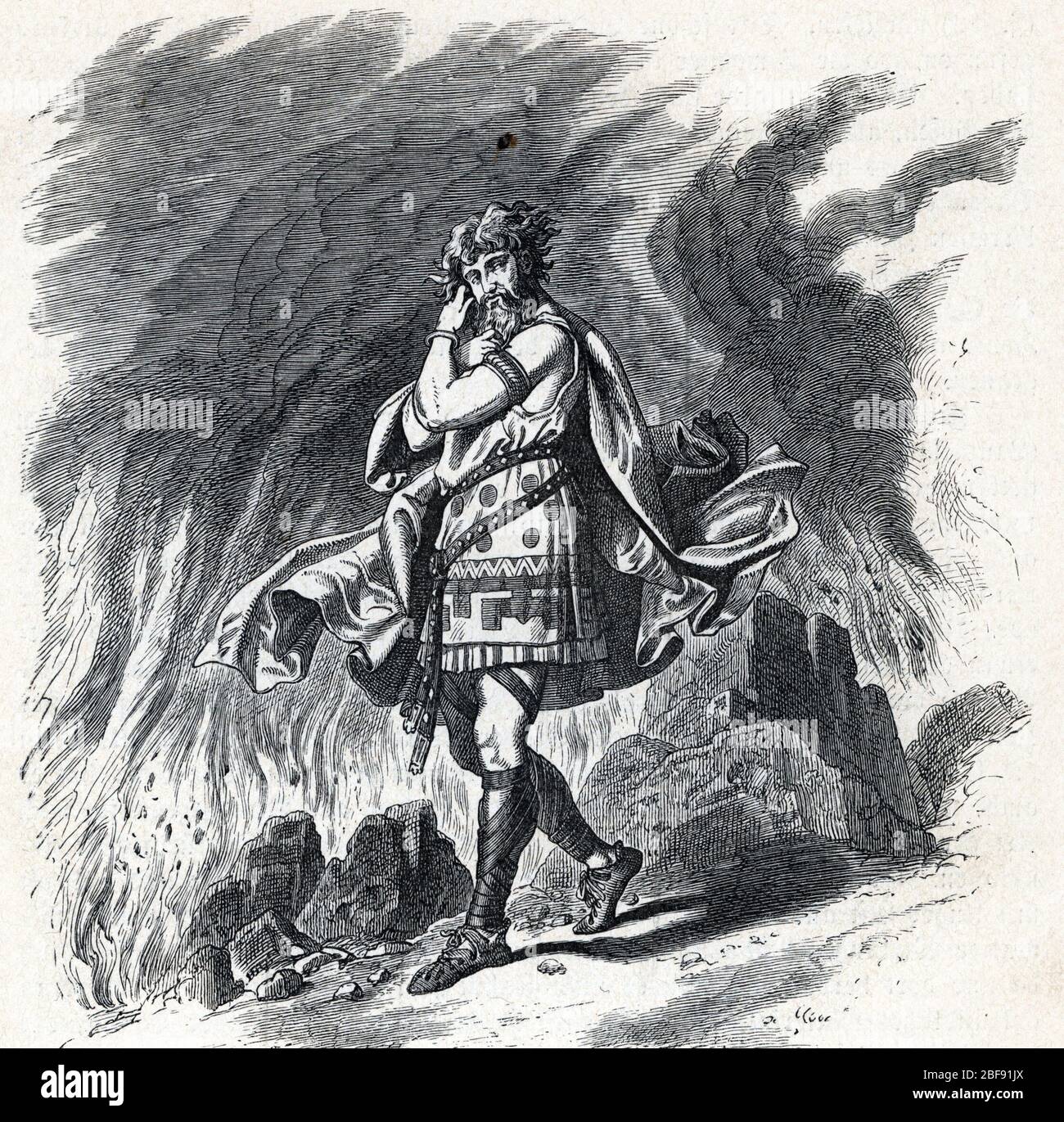 Mythologie nordique : representation de Loki (Norse mythology : Loki) Gravure tiree de 'Nordisch-germanische Gotter und Helden' de Wilhelm wagner 1901 Stock Photo