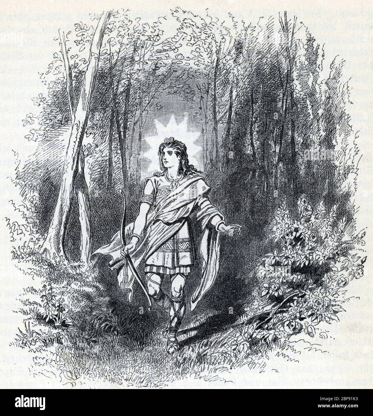 Mythologie nordique : Vali (Ali ou Wali) fils d'Odin (Norse mythology : Vali is a son of the god Odin and the giantess Rindr) Gravure tiree de 'Nordis Stock Photo