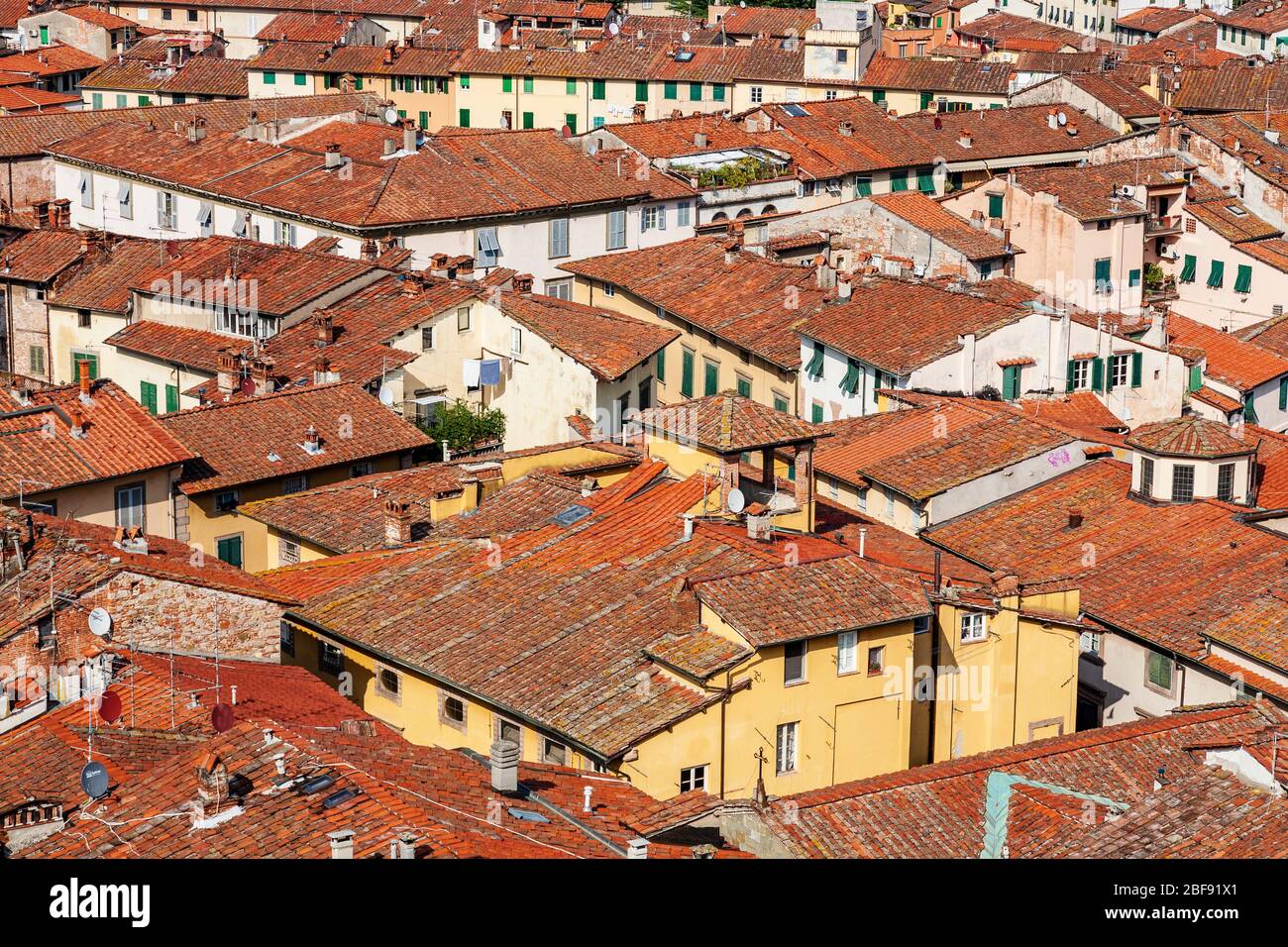 The terracotta rooftops of Lucca in Tuscany, Italy Stock Photo