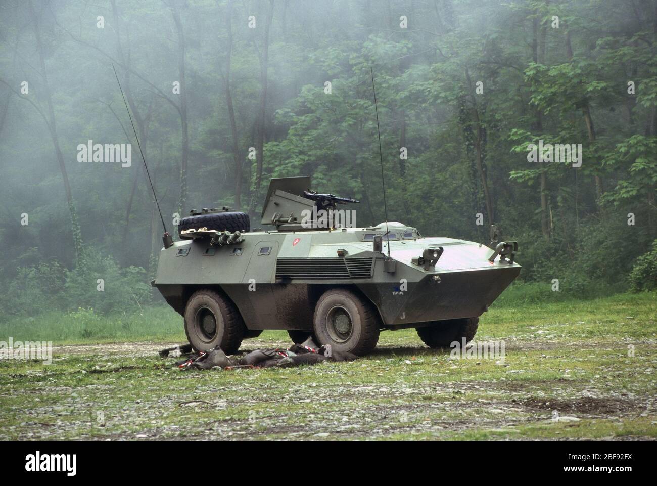 Italian Army. FIAT 6614 light armored car during NATO exercises in Lunigiana Valley, April 1996 Stock Photo