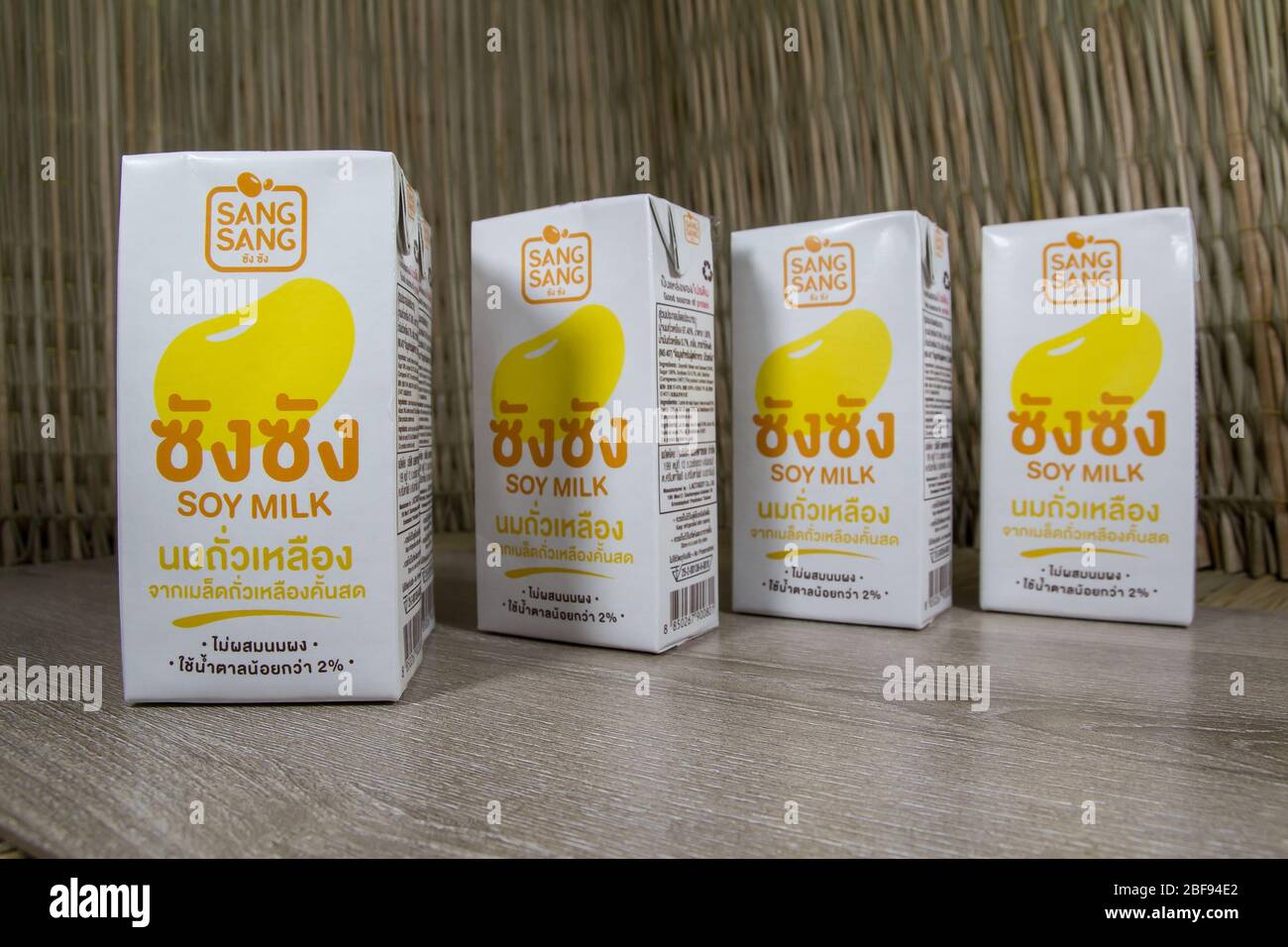 Chiangmai, Thailand April 17 2020 Sang Sang Soy Milk. Product by