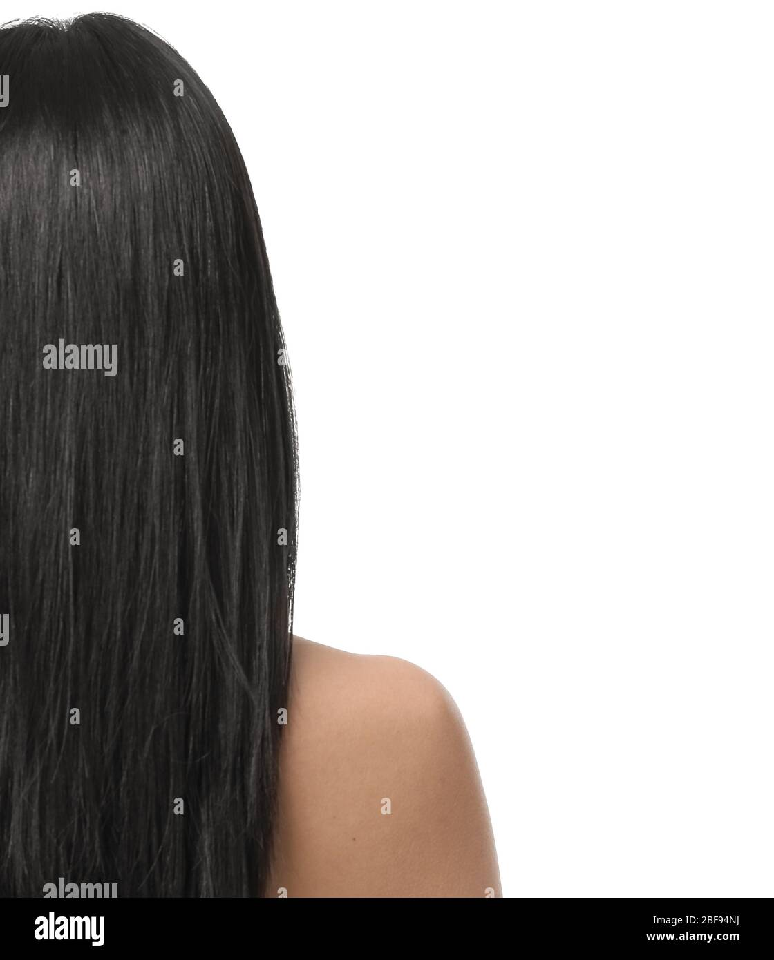 Young Asian woman with beautiful hair on white background Stock Photo ...