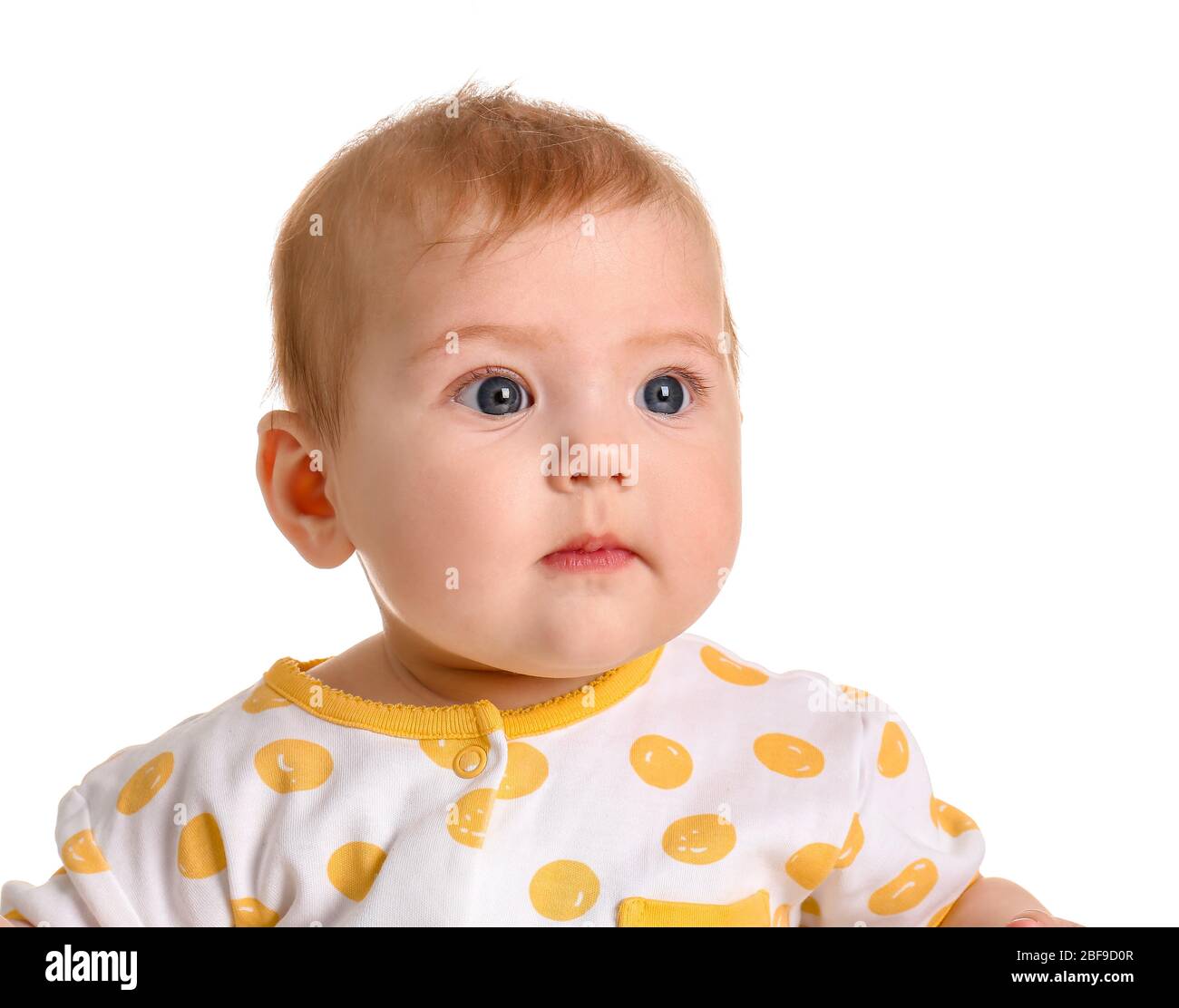 Cute baby in stylish clothes on white background Stock Photo - Alamy