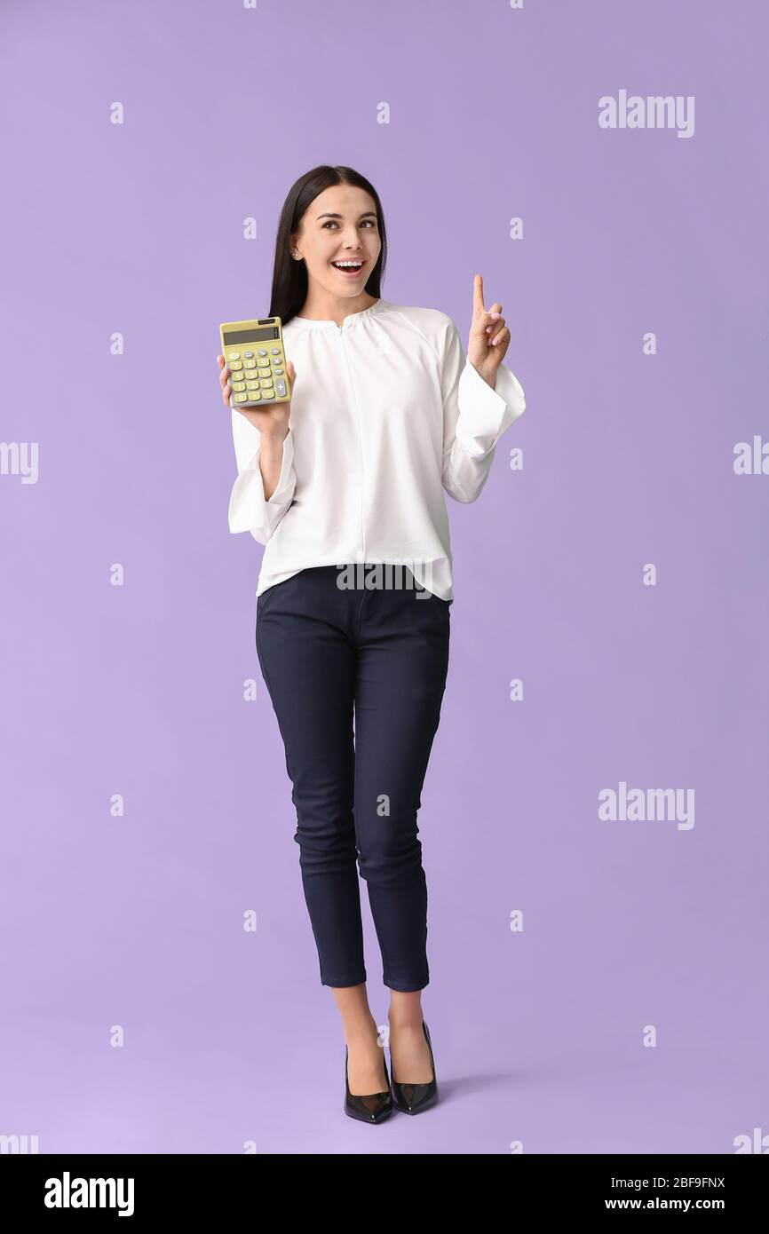 Happy woman idea raised finger hi-res stock photography and images - Alamy