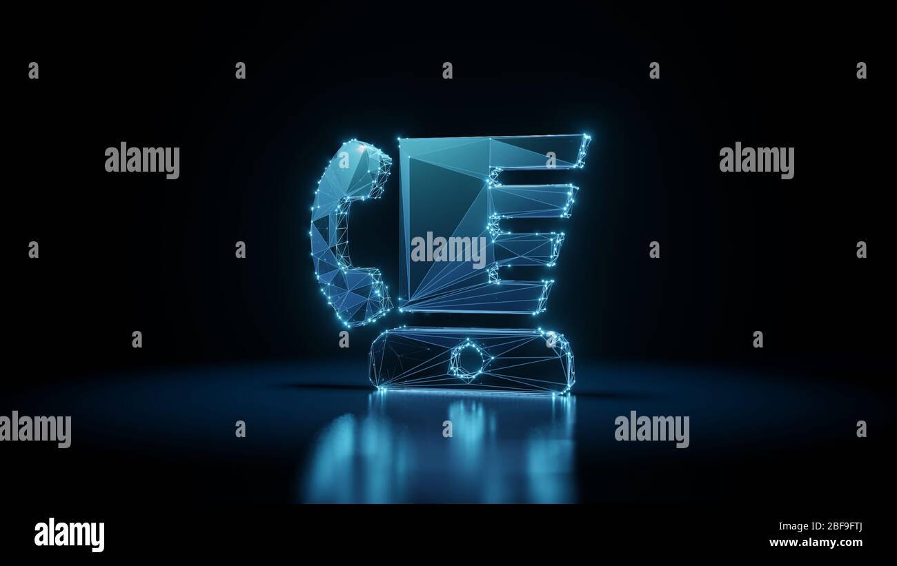 3d rendering wireframe digital techno neon glowing symbol of blender with  attached phone with shining dots on black background with blured reflection  Stock Photo - Alamy