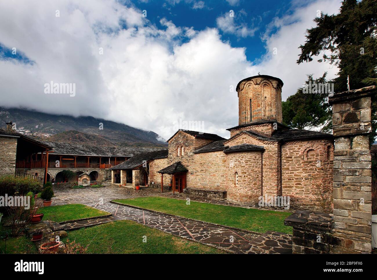 Molyvdoskepasti monastery, about 20 km from Konitsa town, Ioannina, Epirus, Greece. Stock Photo