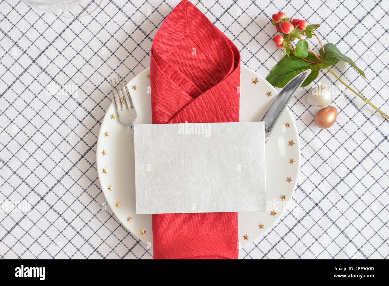 Beautiful table setting for Easter celebration Stock Photo
