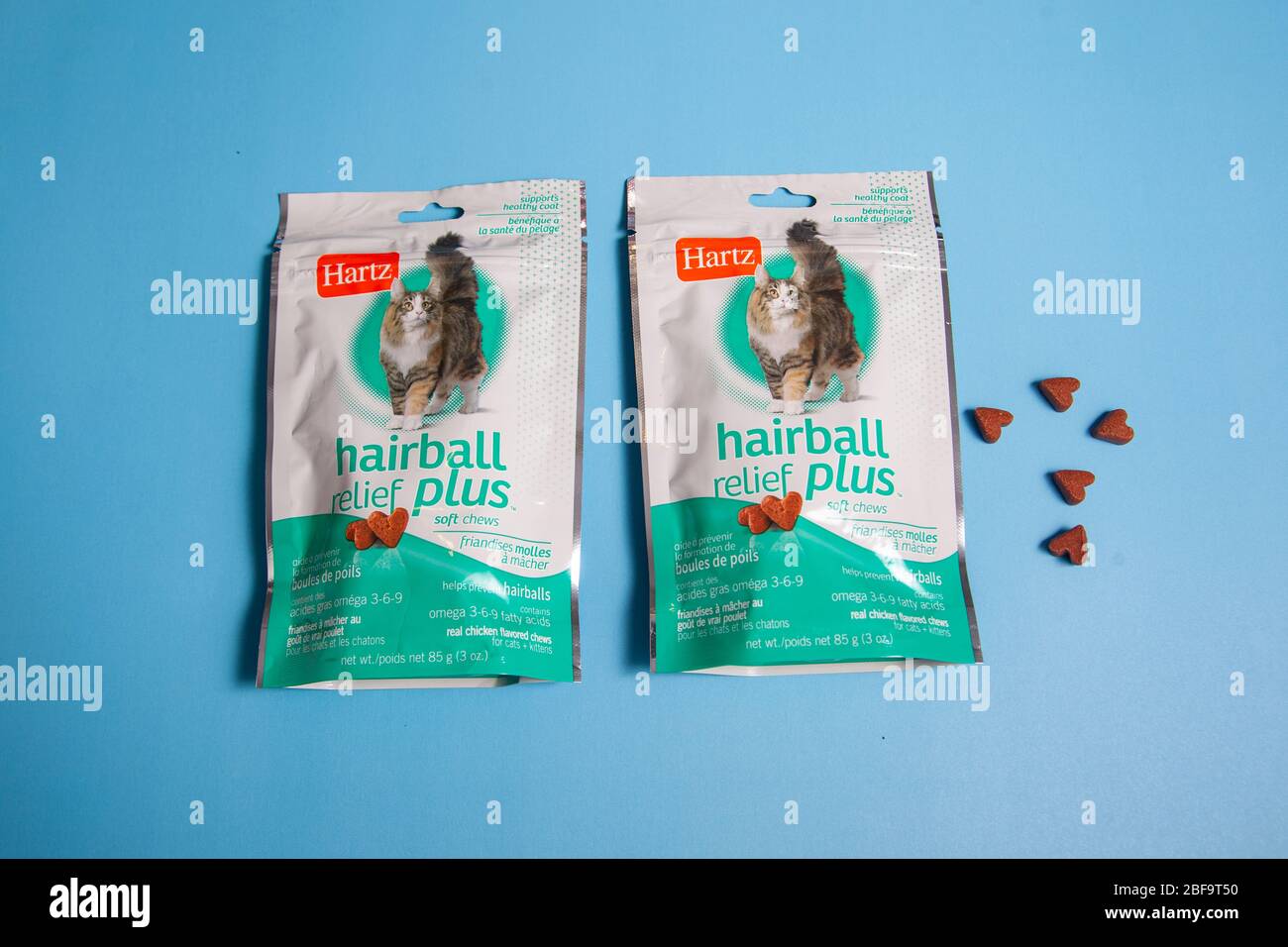 April 11, 2020 Halifax, Canada A package of chewy cat hairball treats