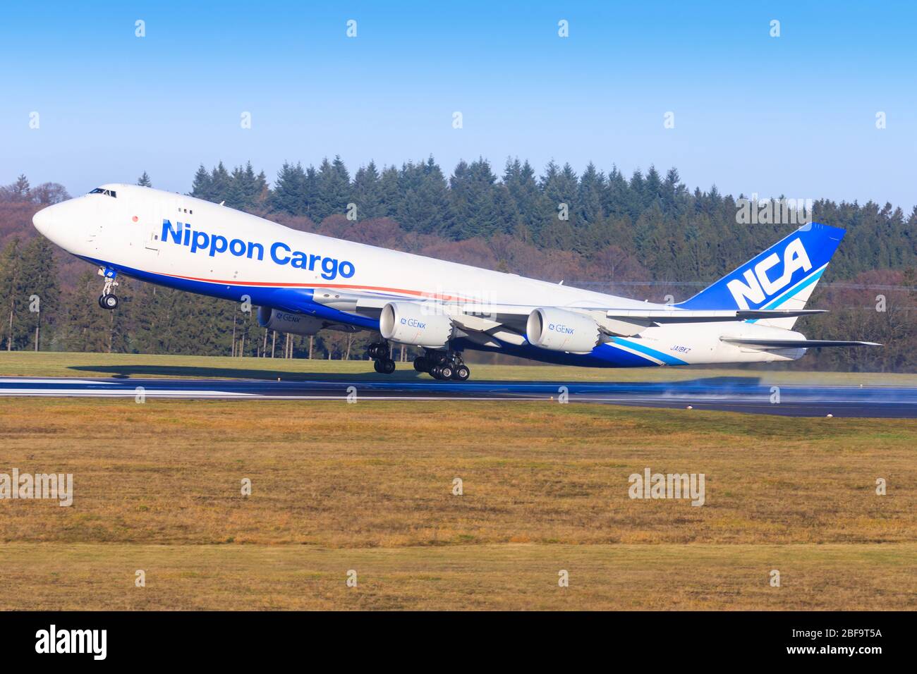 Frankfurt Hahn, Germany – November 29, 2019: Nippon Cargo 748 at Frankfurt airport. Stock Photo