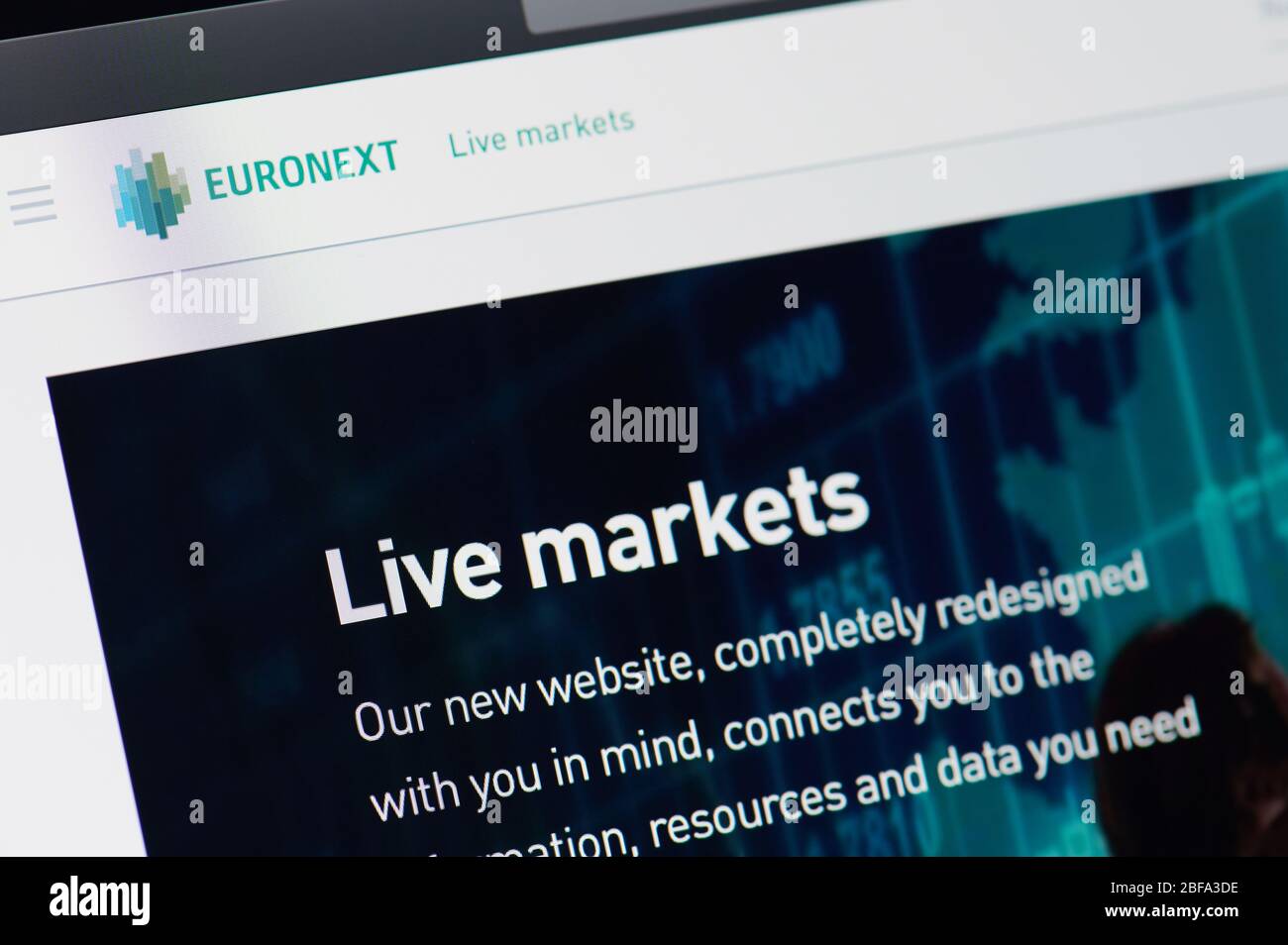 New-York , USA - April 17 , 2020: Using Euronext Exchange of stock close up view on computer screen Stock Photo