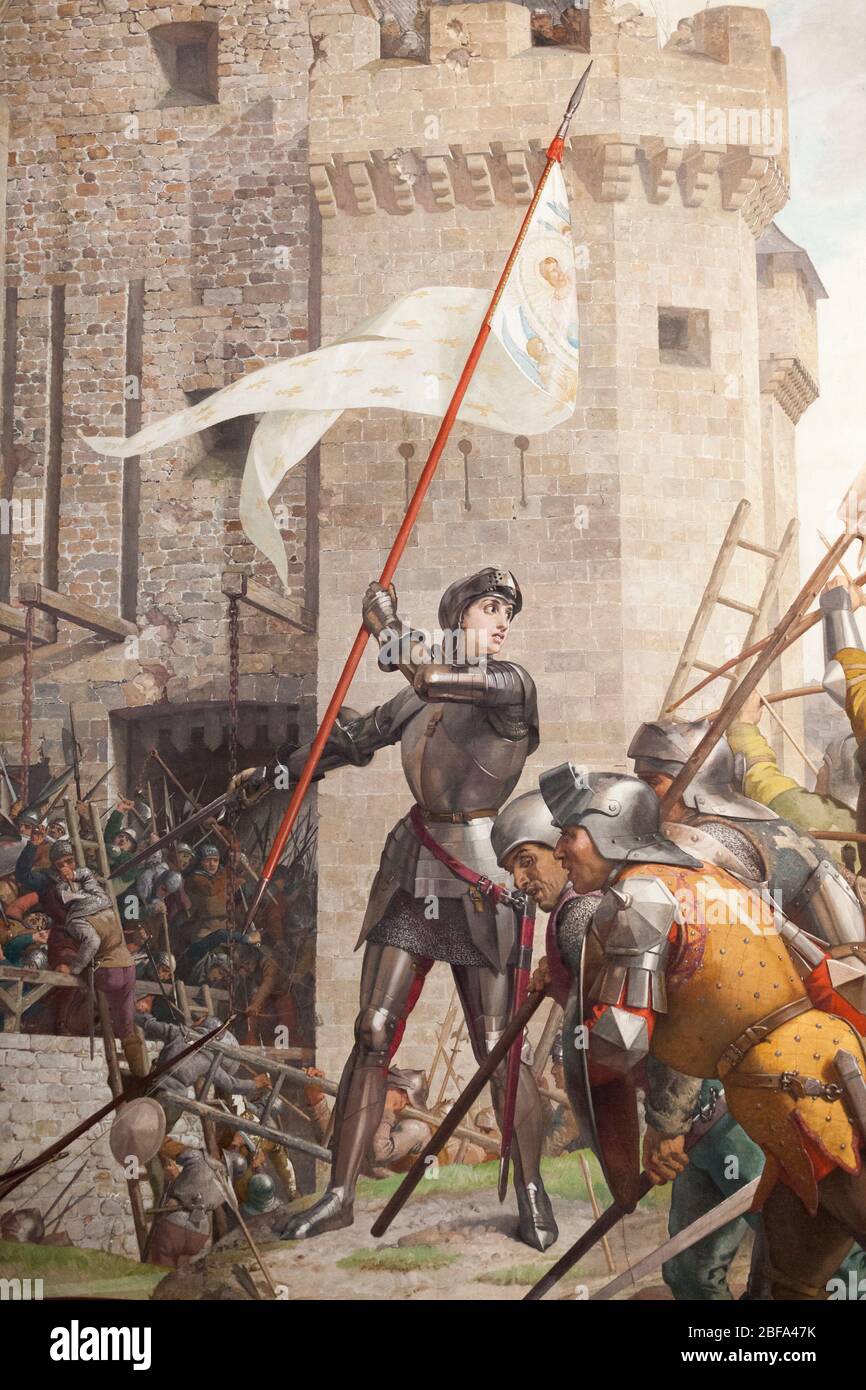 The Story of Joan of Arc, 'Joan of Arc delivers Orleans besieged by the English', painted in 1886 by Jules Lenepveu. Stock Photo