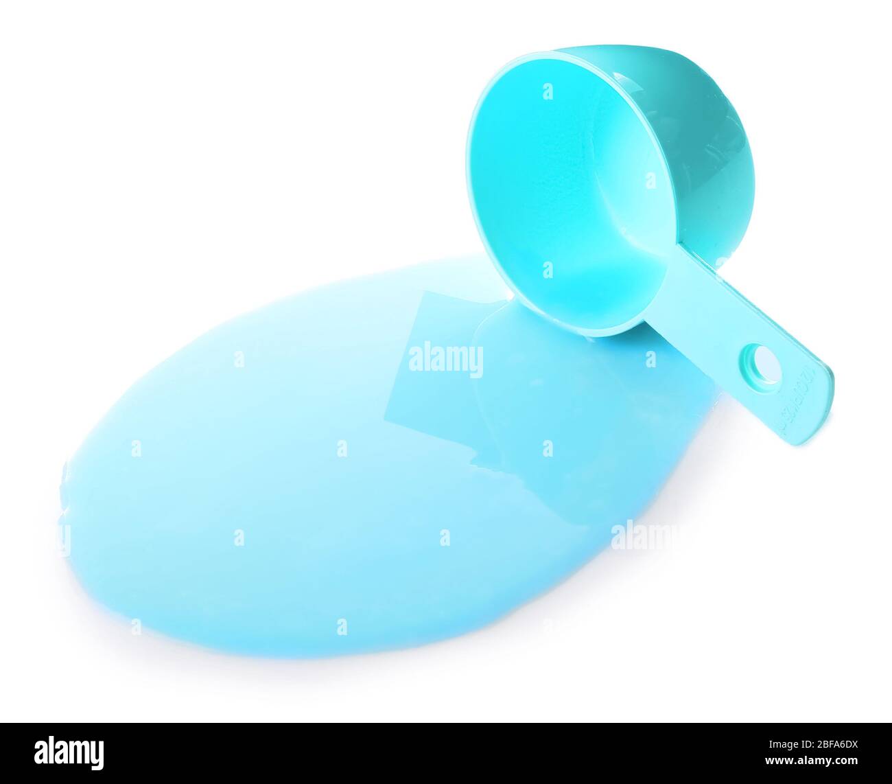 Scoop and liquid laundry detergent on white background Stock Photo Alamy