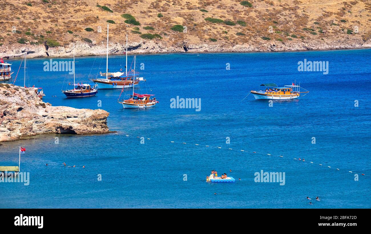 Akyarlar, Bodrum Holiday Cove with unique beauty. Stock Photo