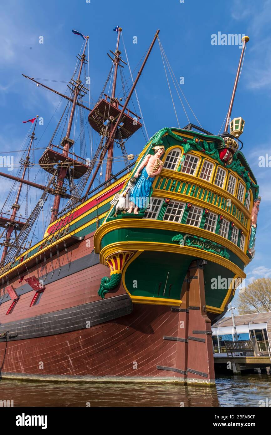 Backside of the VOC Ship at the Scheepvaartmuseum in Amsterdam. This ship is an exact replica of