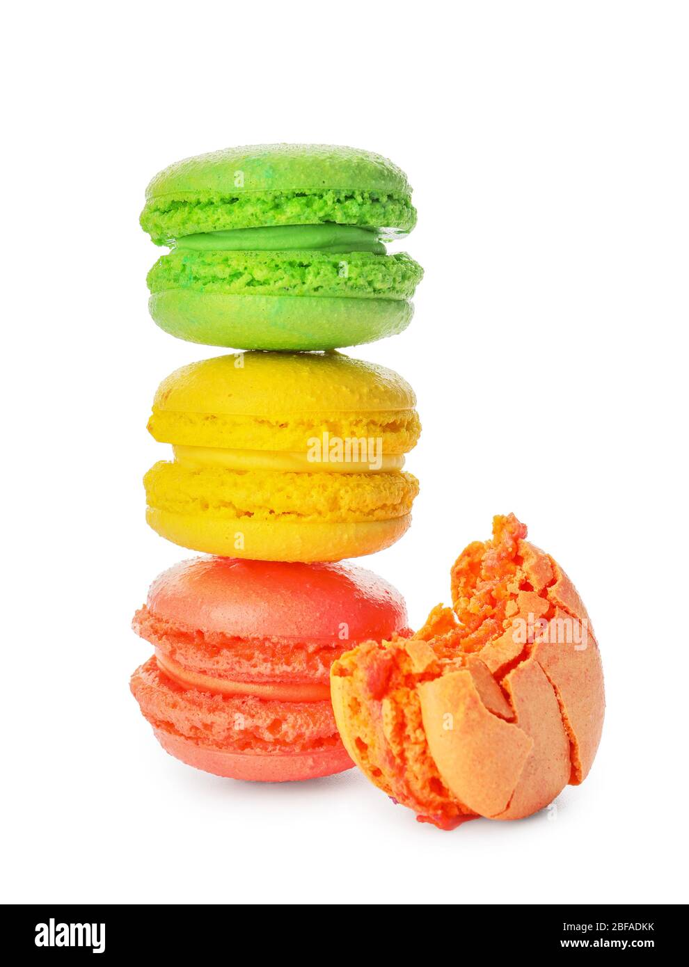 Tasty macarons on white background Stock Photo