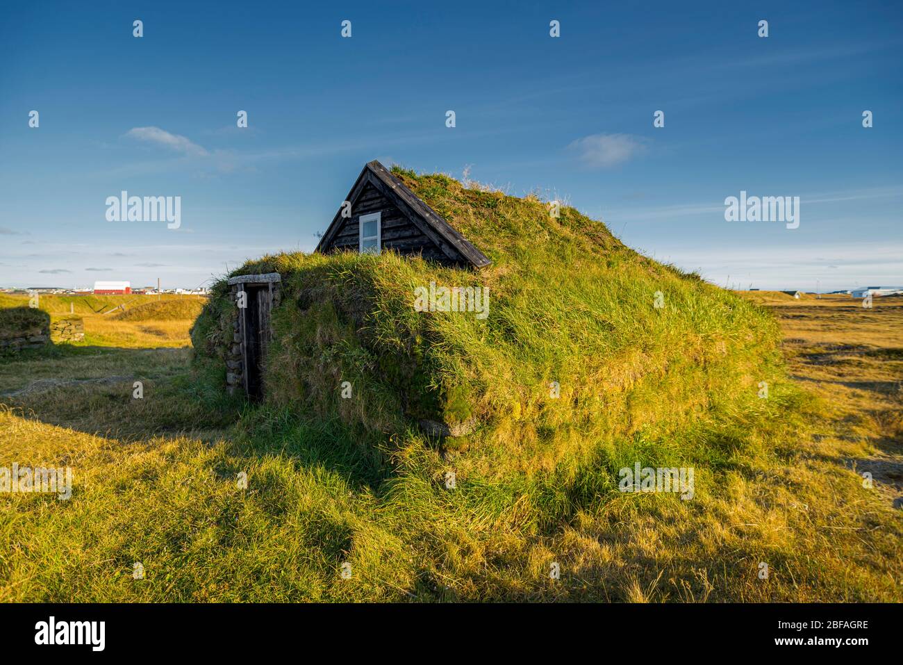 Typical grass cover houses at Vogar, Iceland Stock Photo Alamy