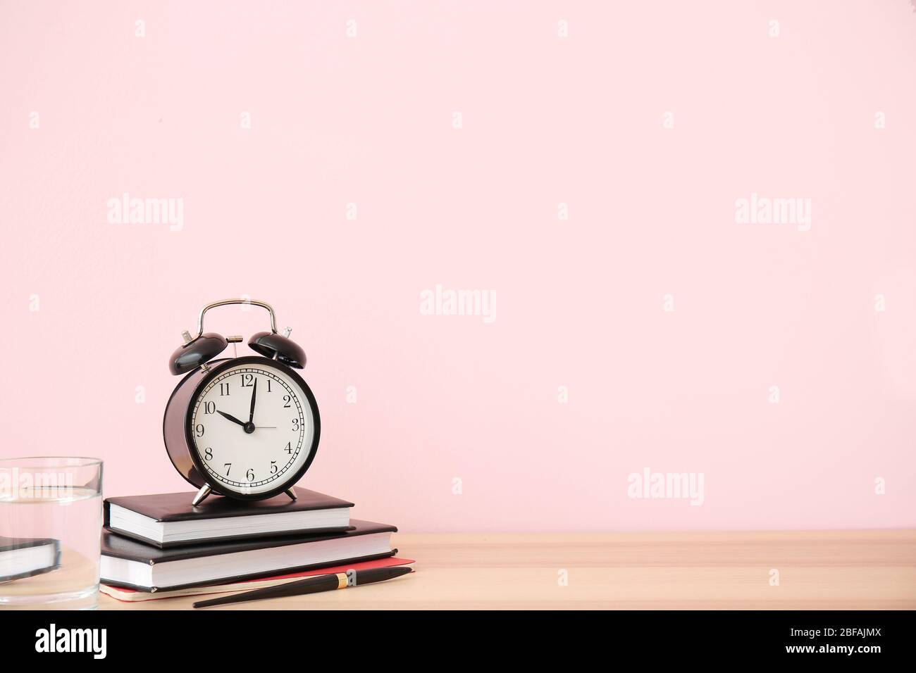 Modern stylish workplace near color wall Stock Photo