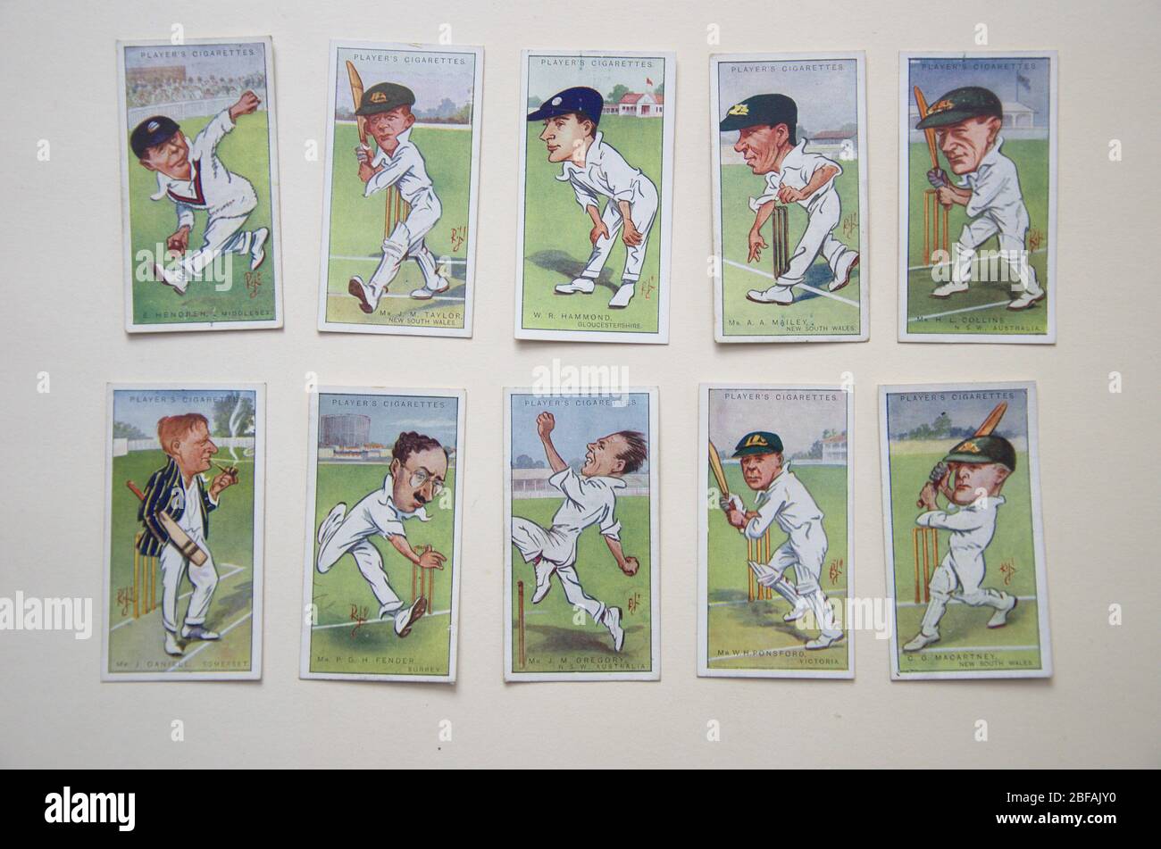 john player and sons cigarette cards John Player & Sons cigarette cards featuring Cricketers by RIP Stock Photo