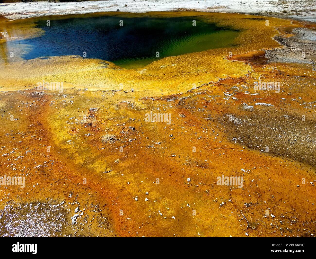 Colorful Rainbow Pool at Black Sand Basin, Yellowstone National Park. Stock Photo