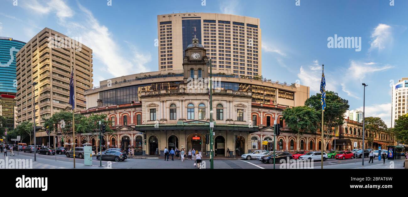 Panoramic view of the Central train station at the city center of Brisbane, Australia Stock