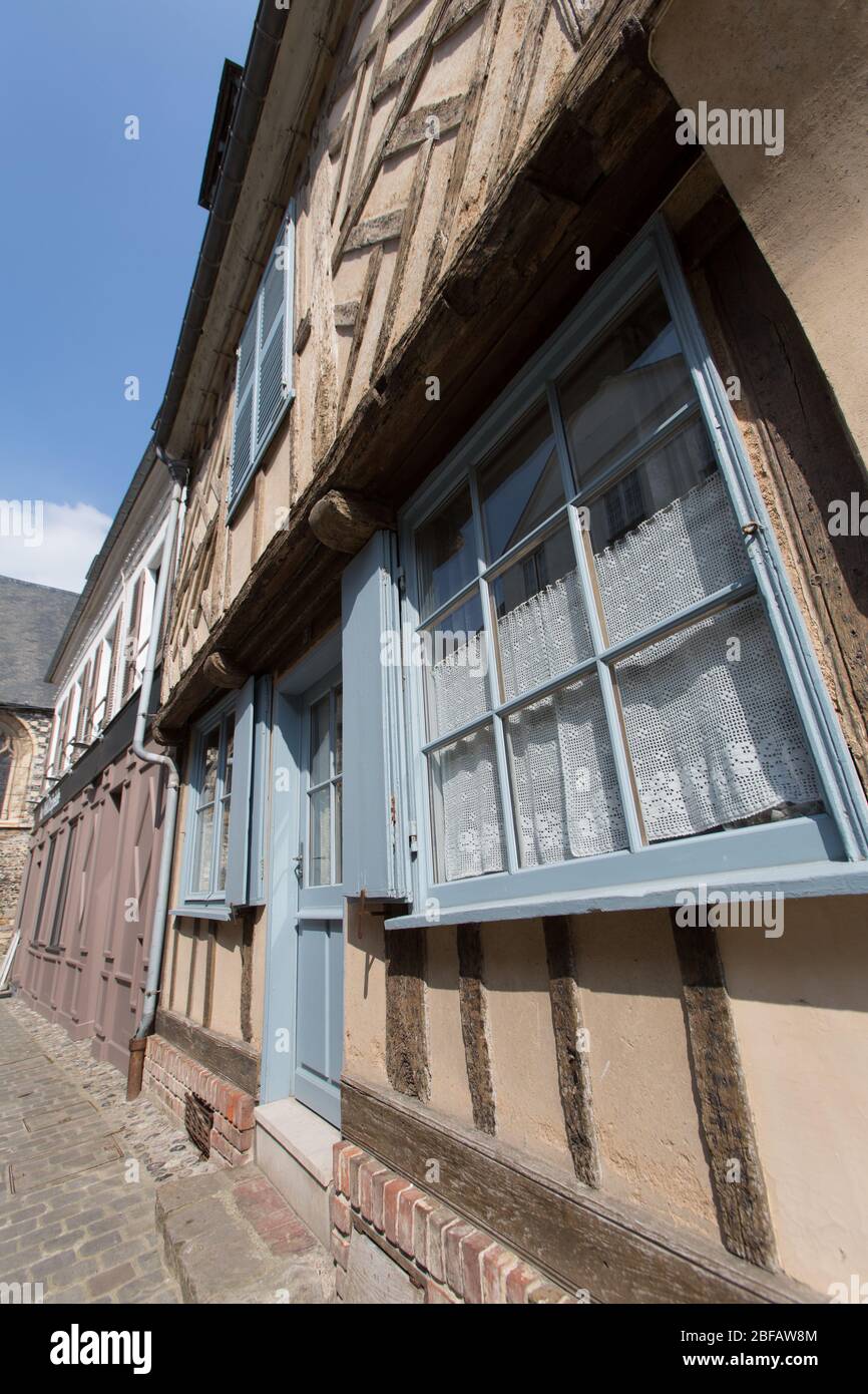 Village of St Valery sur Somme, France. Picturesque view of timber